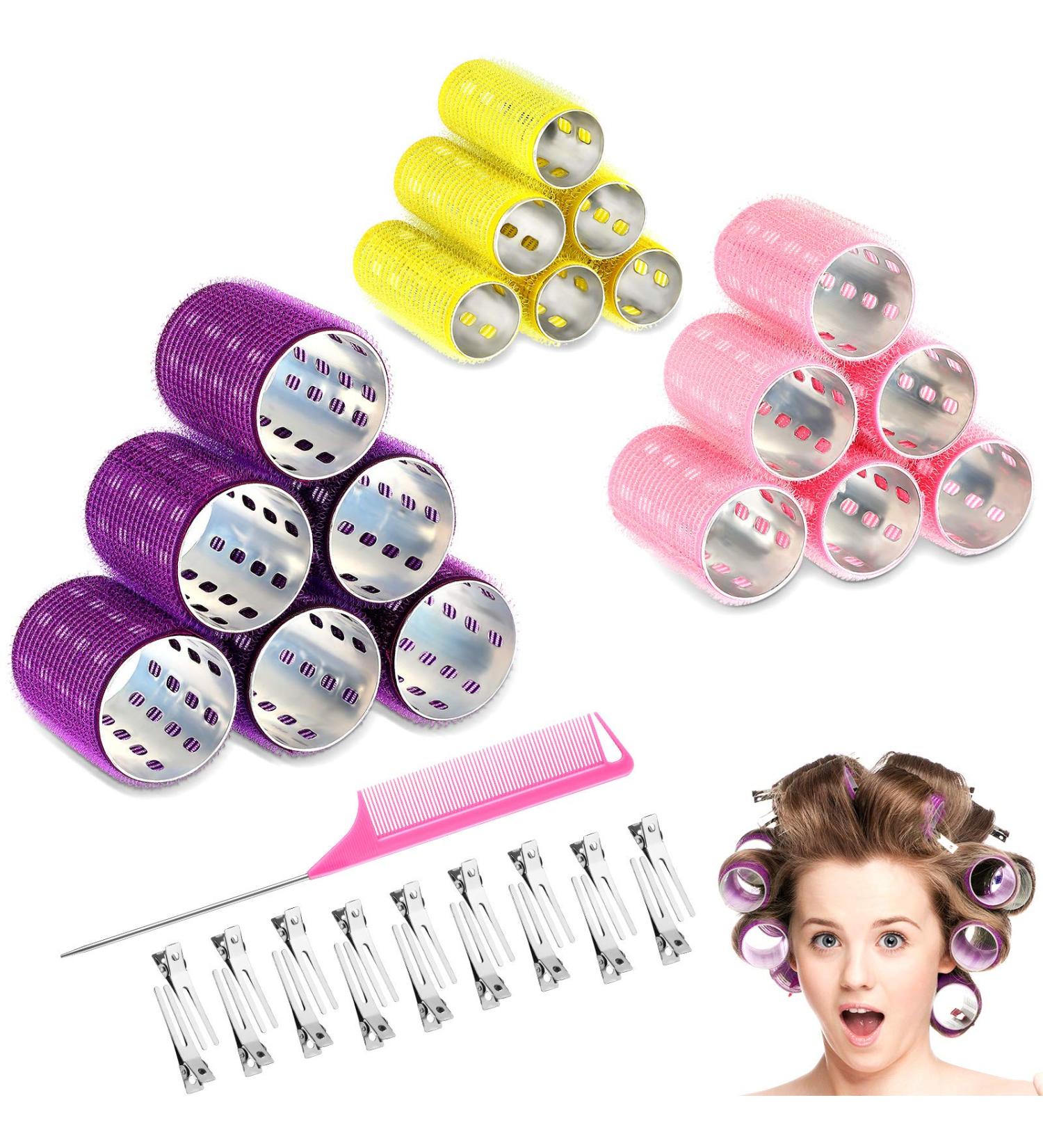 37-Piece Aluminium Thermal Hair Rollers Set with Duckbill Hair Clips and Comb - Self Grip Hair Rollers in 3 Sizes - Hairdressing Styling Tool for Men and Women - Random Color (0.98 Inch, 1.42 Inch, 1.8 Inch) - Buy Online on GoSupps.com