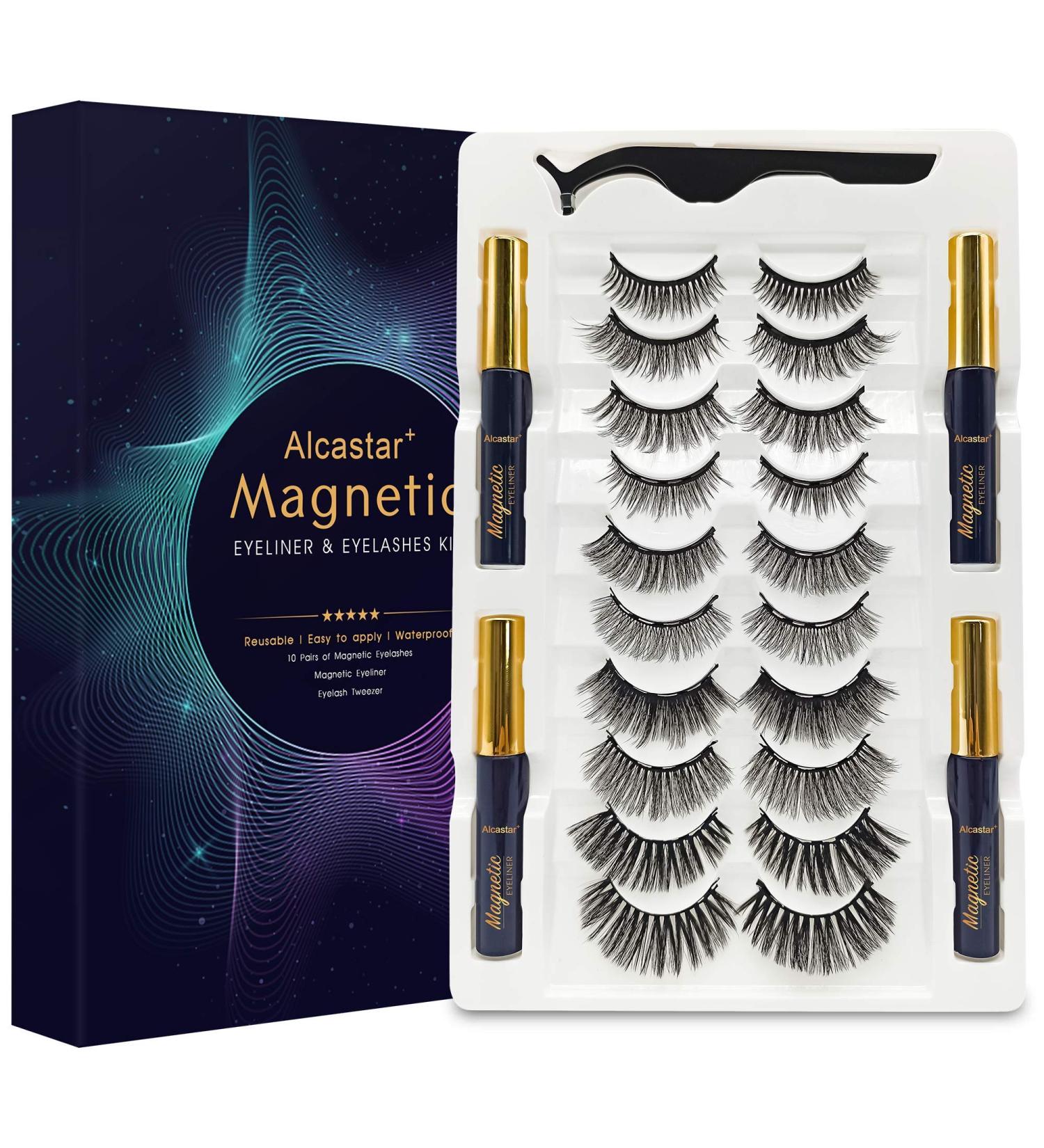 Magnetic Eyelashes with Eyeliner Kit - 10 Pairs Waterproof Natural Look - Easy to Use & Comfortable - Buy Online on GoSupps.com