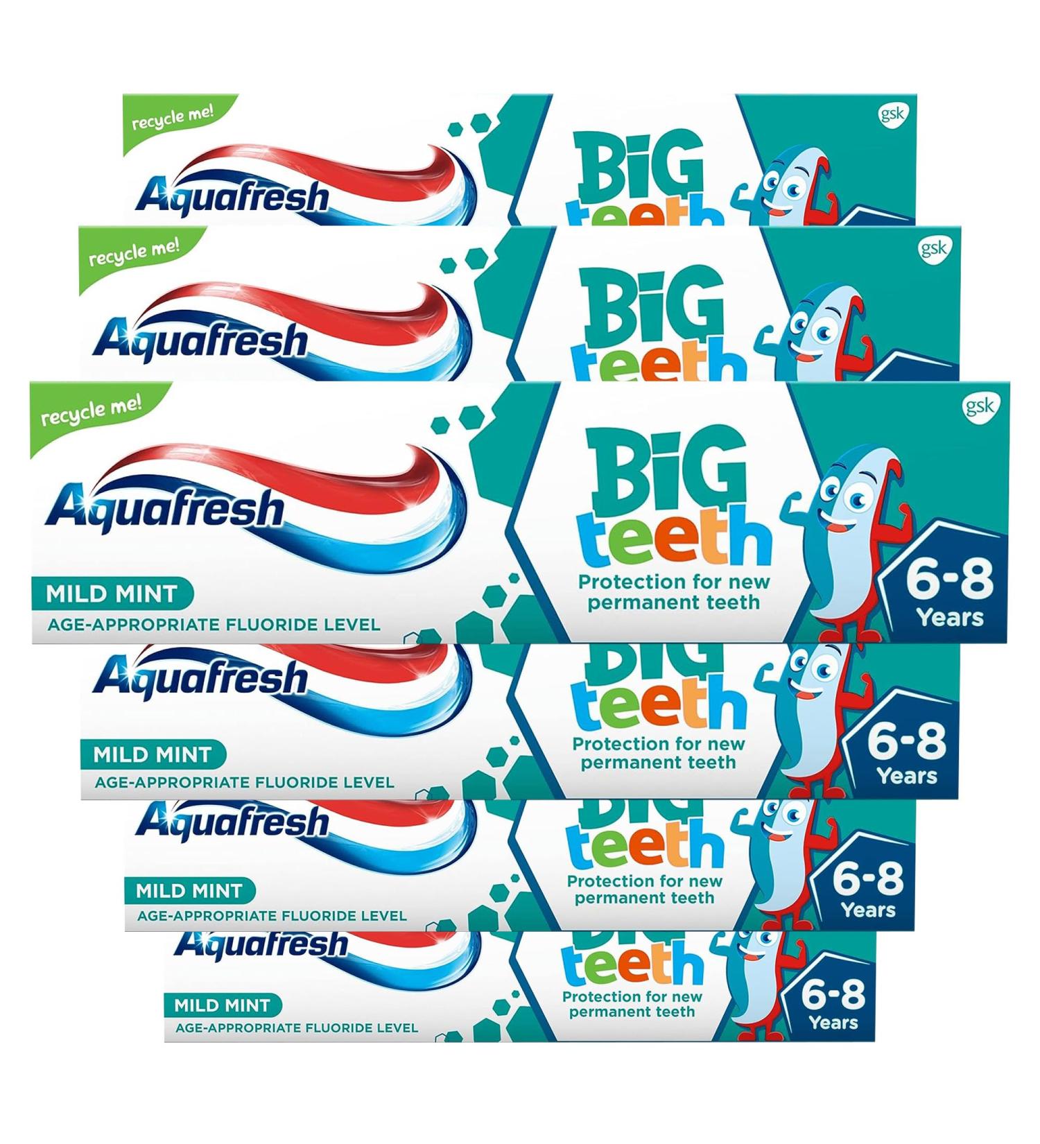  Aquafresh Aquafresh Big Teeth Toothpaste for Children 6-8 Years 50ml (Pack of 6) - Buy Online on GoSupps.com