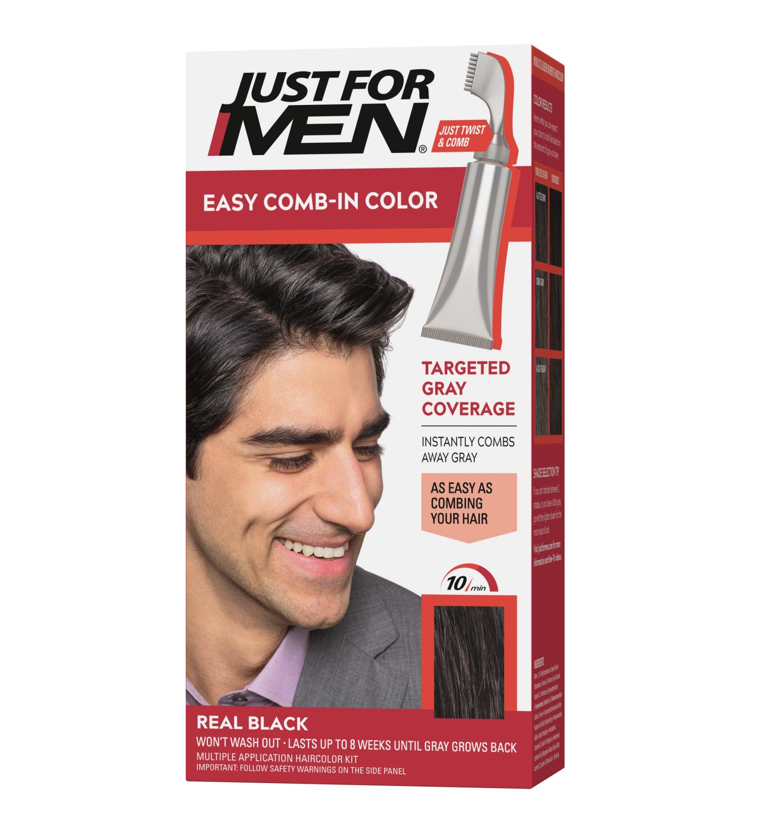 Just For Men Easy Comb-In Color - Real Black | Hair Coloring for Men | Comb Applicator | 1 Count - Buy Online on GoSupps.com