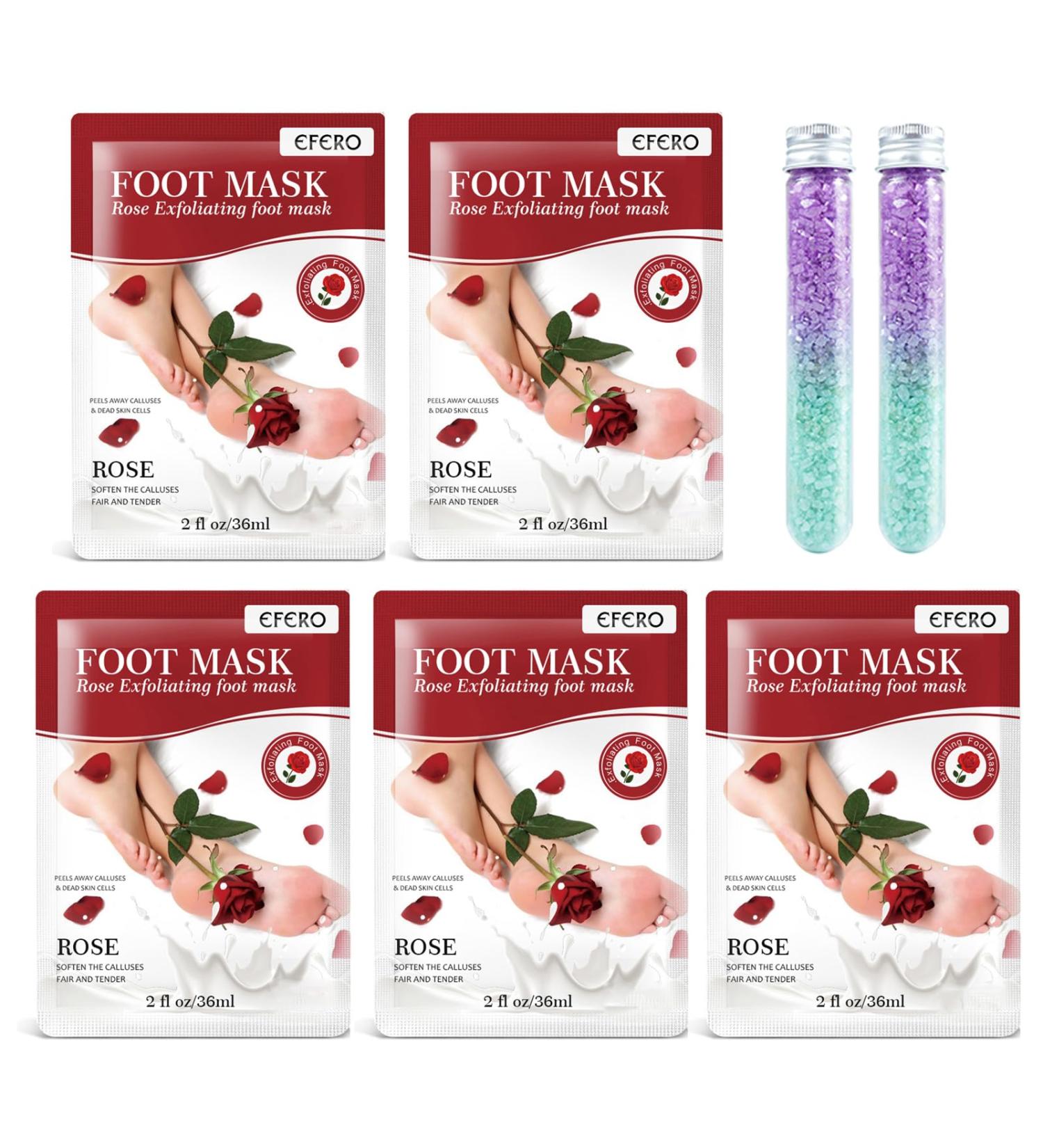 Revitalize Your Feet: 5 Pairs Coconut Milk Peeling Foot Mask & Salt Spa - Moisturizing Care for Dry Cracked Skin | Men's & Women's Foot Treatment - Buy Online on GoSupps.com