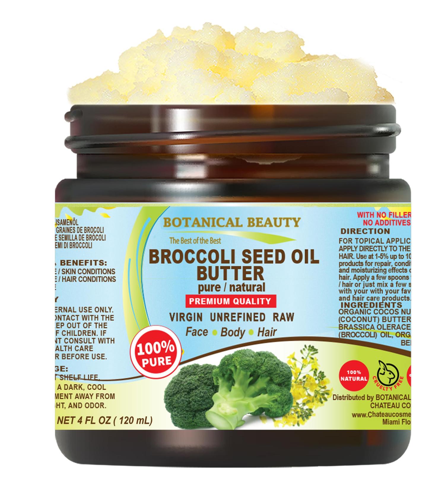 Botanical Beauty BROCCOLI OIL BUTTER 100% Natural Pure VIRGIN UNREFINED Cold-Pressed for Face Skin Body Hair Lip Nails. Rich in Vitamin C Vitamin E Omega 3 Omega 6 (4 Fl Oz) 4 Fl Oz (Pack of 1) - Buy Online on GoSupps.com