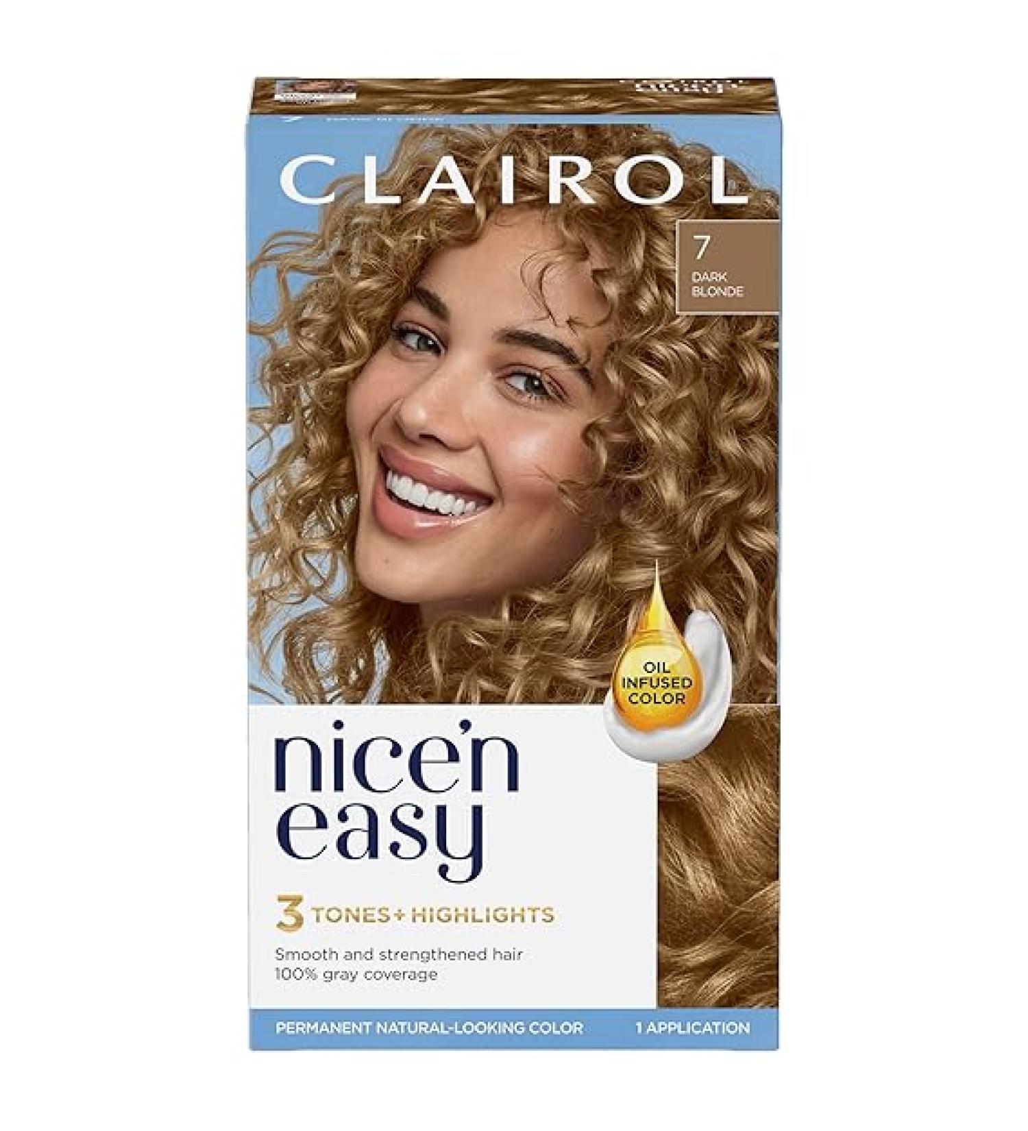 Clairol Nice'n Easy Permanent Hair Dye 7 Dark Blonde 6.26 Fl Oz - Pack of 1 | Long-Lasting Hair Color - Buy Online on GoSupps.com