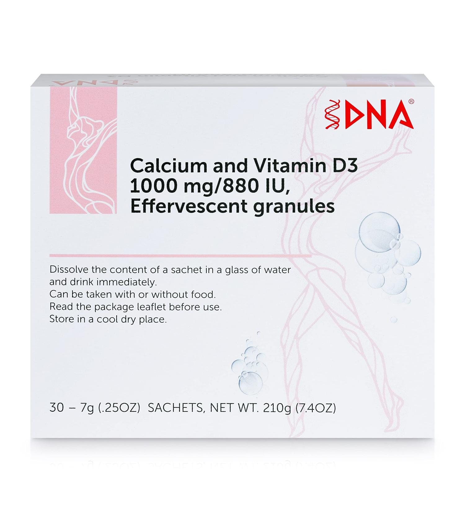 DNA Calcium 1000mg & Vitamin D3 880 IU Effervescent Granules - 30 Sachets - Buy Online on GoSupps.com