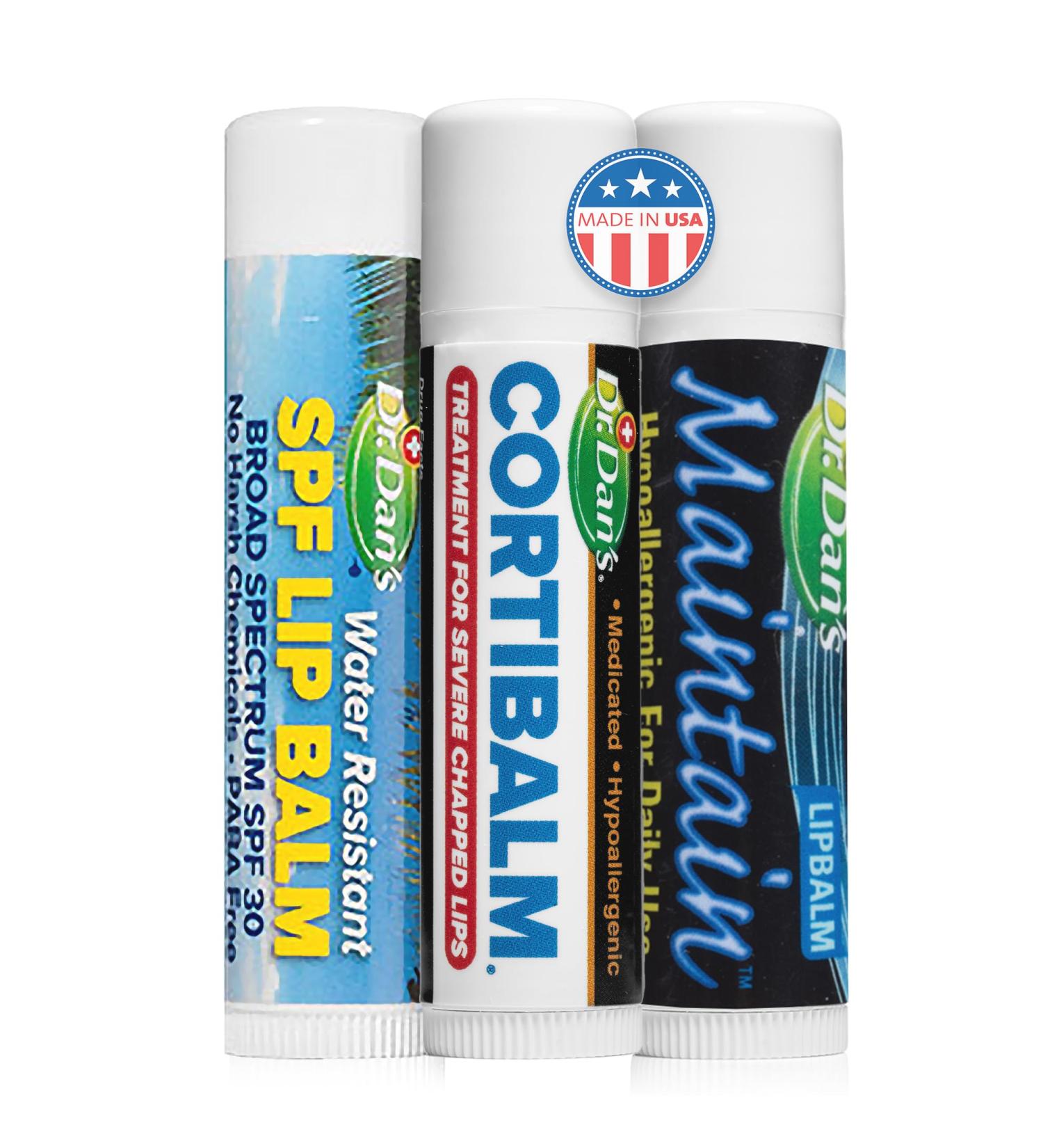 Dr. Dan's Complete Lip Care Kit - SunScreen SPF 30 CortiBalm for Chapped Lips and Maintain Balm Moisturizer - Soothing Trio for Ultimate Health - Buy Online on GoSupps.com