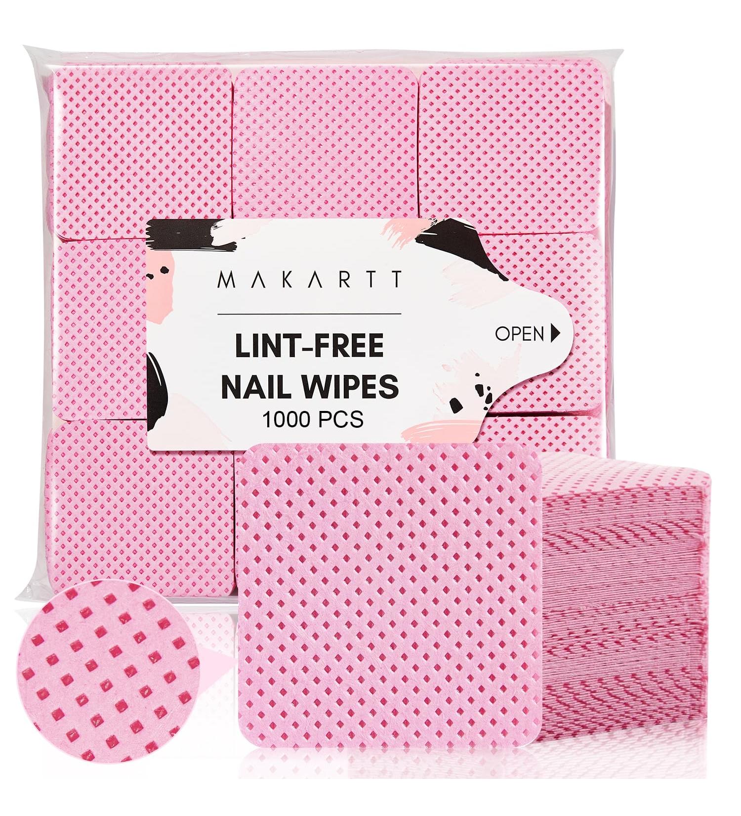 Makartt Lint Free Nail Wipes - 1000PCS Nail Polish Remover Pads & Eyelash Extension Glue Wipes - Super Absorbent Non-Woven Dry Wipes for Gel Nails & Nail Prep - Pink - Buy Online on GoSupps.com