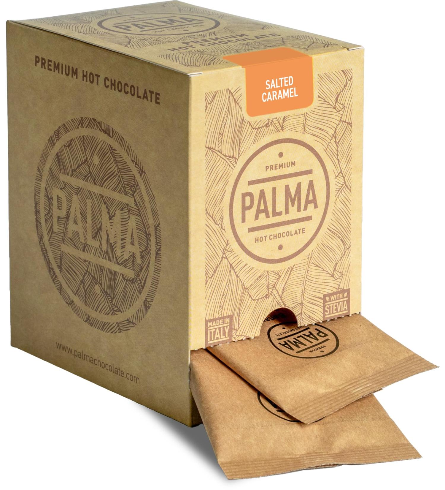 PALMA Salted Caramel Hot Chocolate Sachets | 500g (20 Servings) Salted Caramel 500 g (Pack of 20) - Buy Online on GoSupps.com