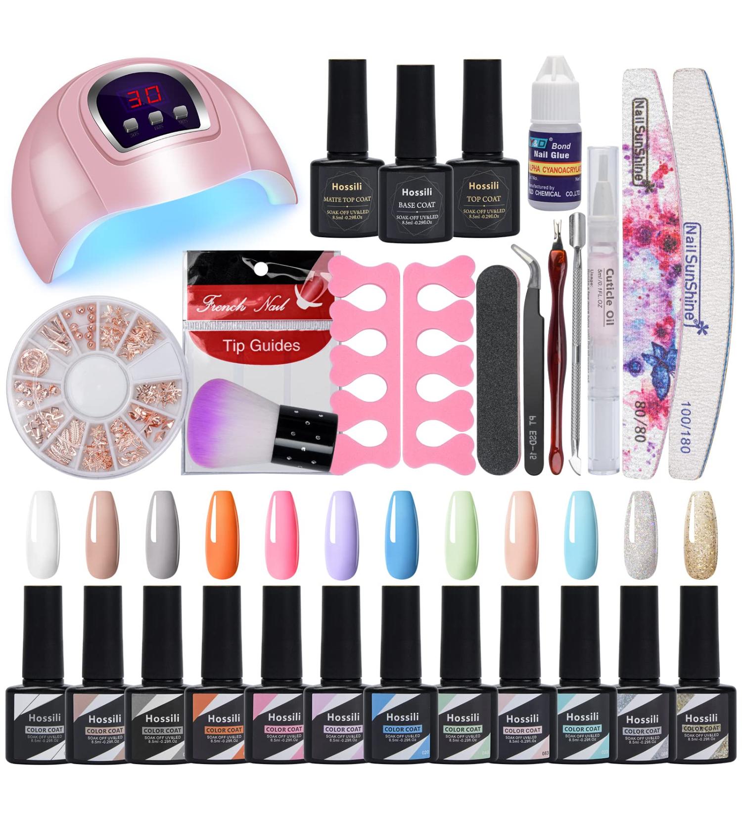 Gel Nail Kit with 54W LED Light - 12 Spring Color Gel Polish Set for Manicure - Starter Kit for Nail Art Lovers - Fashionable Gift Packaging - Buy Online on GoSupps.com