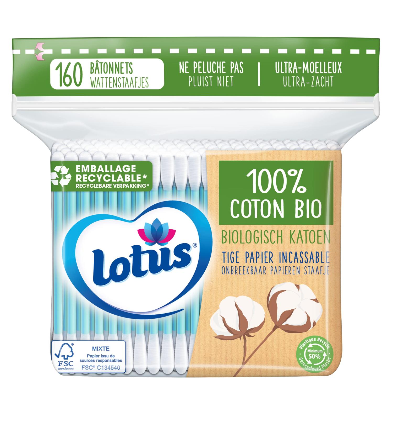 Lotus Organic Cotton and Paper Buds - Pack of 160 Sticks