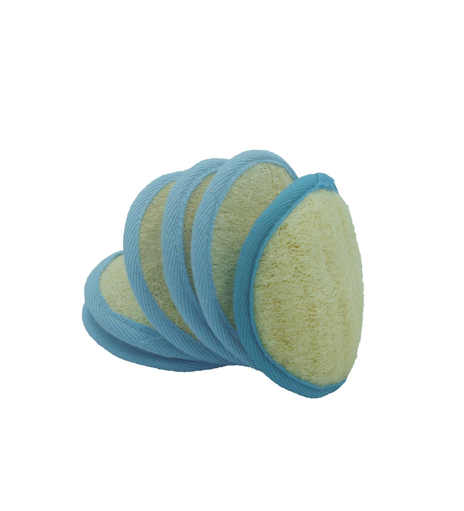 6 Pack Exfoliating Loofah Facial Cleaning Pads - Natural Organic Luffa & Soft Bamboo Terry | Hook & Elastic Hand Strap Scrubber - Buy Online on GoSupps.com