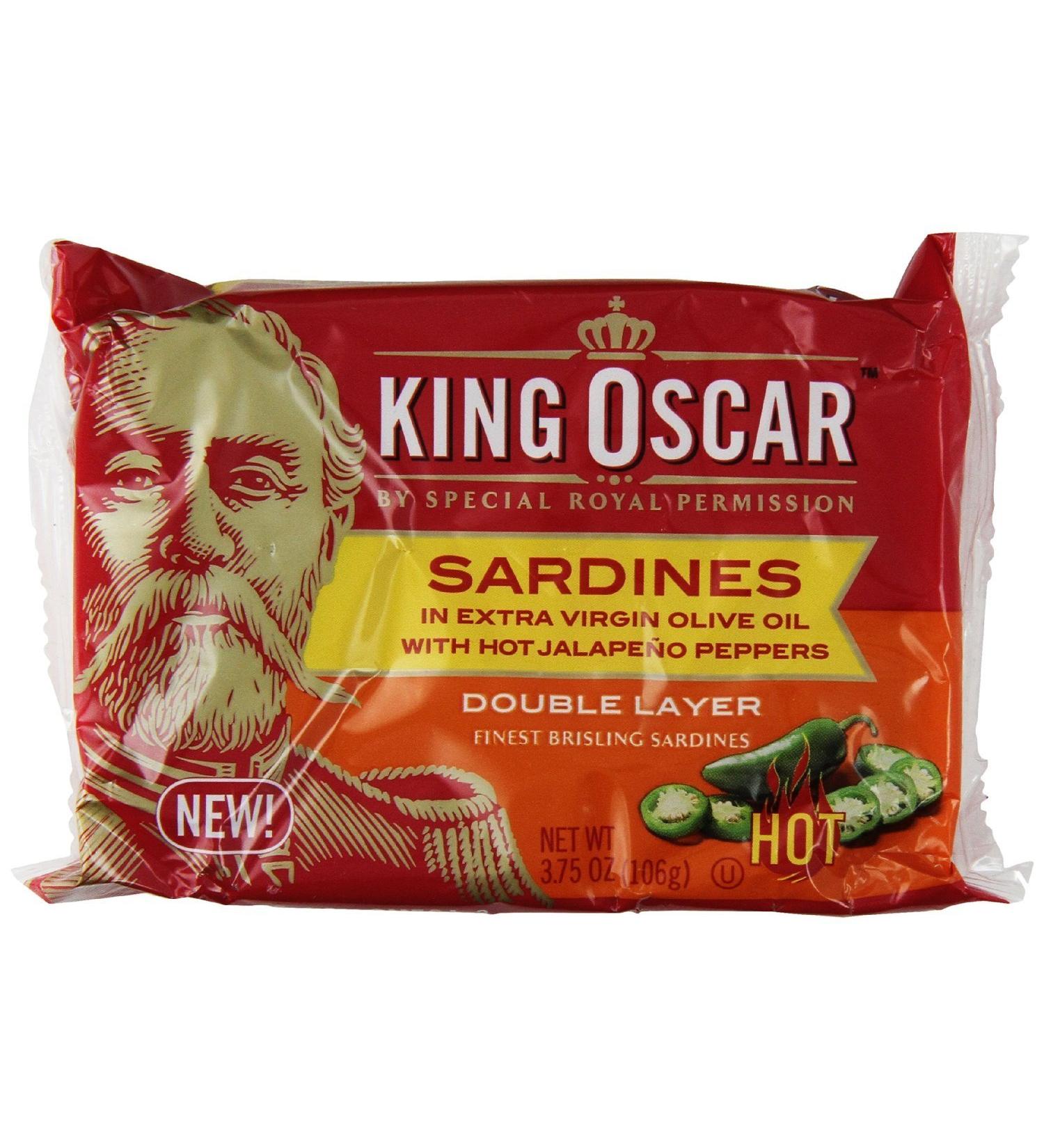 King Oscar Sardines in Extra Virgin Olive Oil with Jalapeno Peppers (Pack of 4) 3.75 oz Cans 3.75 Ounce (Pack of 4)
