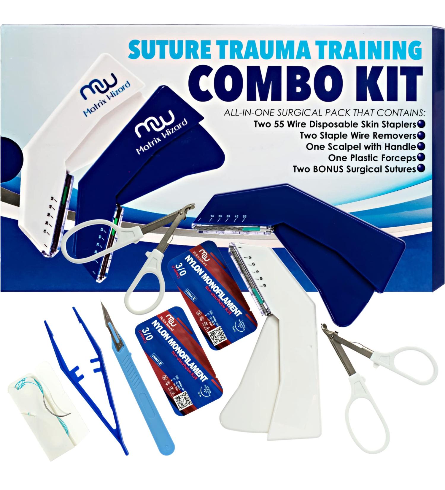 Advanced Sterile Suture Tool Kit - First Aid Field Emergency Practice Thread with Needle Disposable Clinical Rotation Stapler Training - Wound Closure & Veterinary Use - Buy Online on GoSupps.com