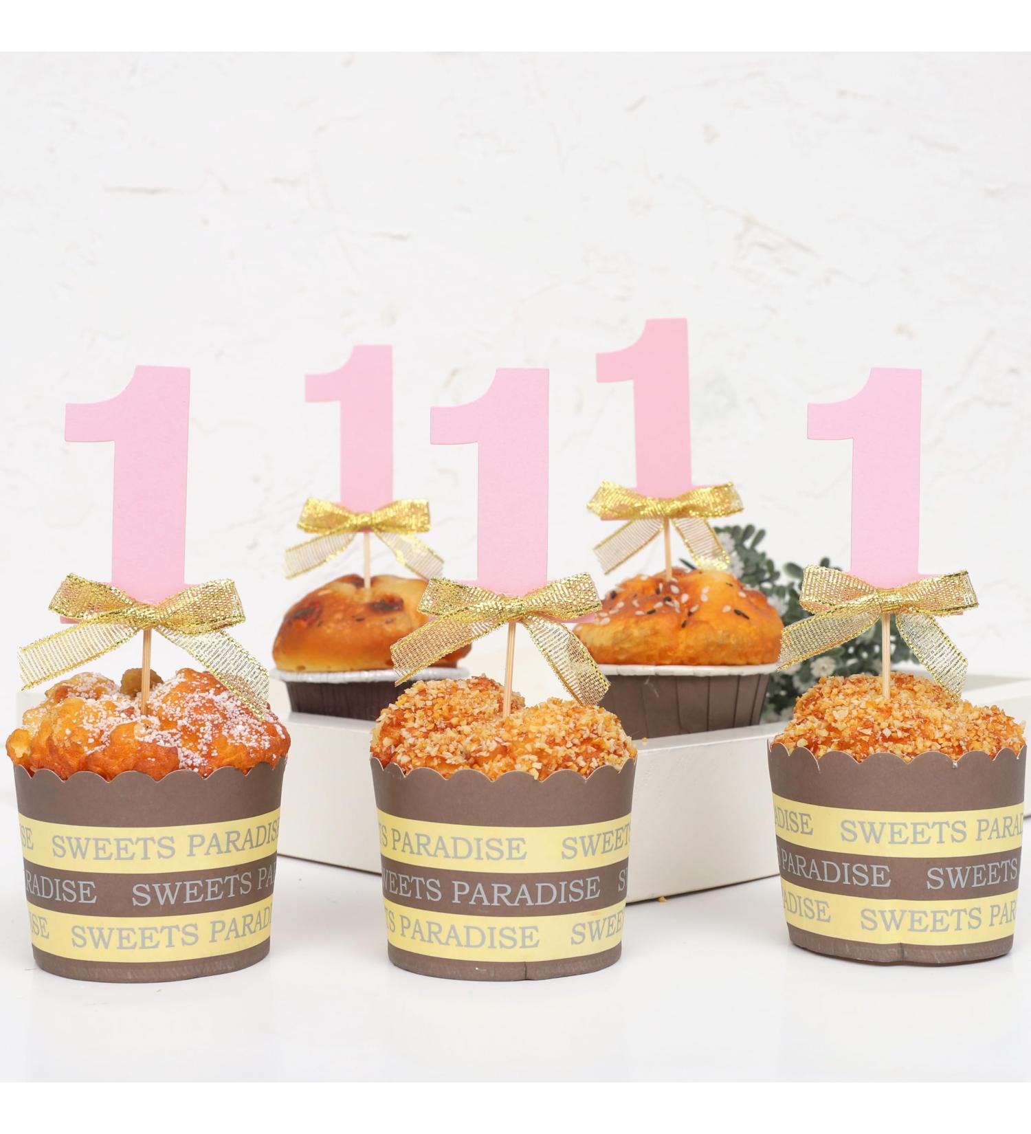 One Pink Cupcake Toppers - Girl 1st Birthday Party Decor Pink Number 1 Bow Cupcake Toppers Baby Shower Anniversary Party Supplies Girls First Birthday Pink Cupcake Topper (One Cupcake Toppers) - Buy Online on GoSupps.com