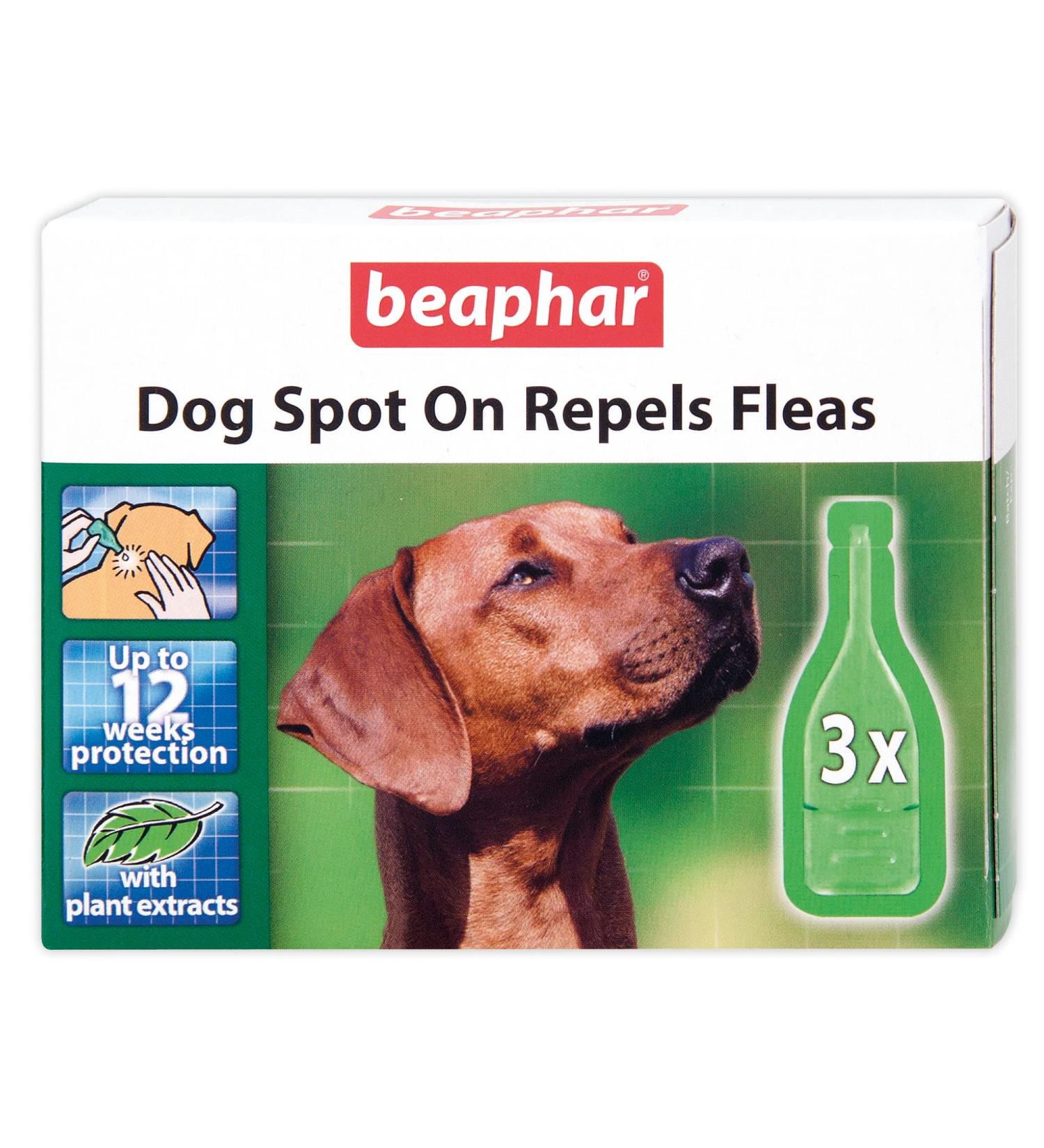 Beaphar Dog Spot-On Repels Fleas Plant-Based Parasite Protection Contains Natural Herbal Extract Margosa Up to 12 Weeks Protection 3 Pipettes - Buy Online on GoSupps.com