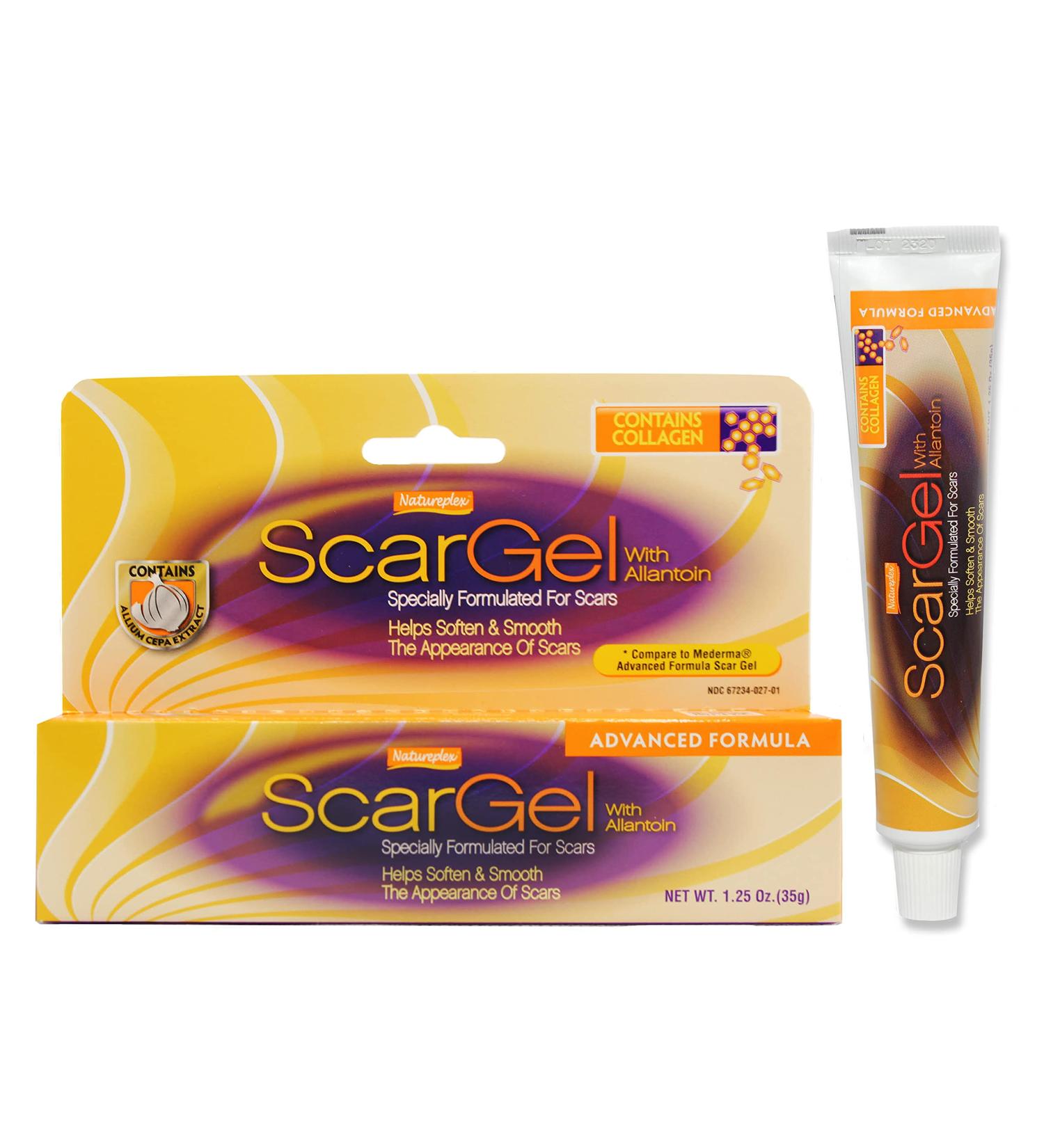 Natureplex Advanced Scar Gel with Allantoin 1.25 Oz + Bonus Lip Balm - Reduce Appearance of Scars - Contains Collagen - 1.23 Ounce - Buy Online on GoSupps.com