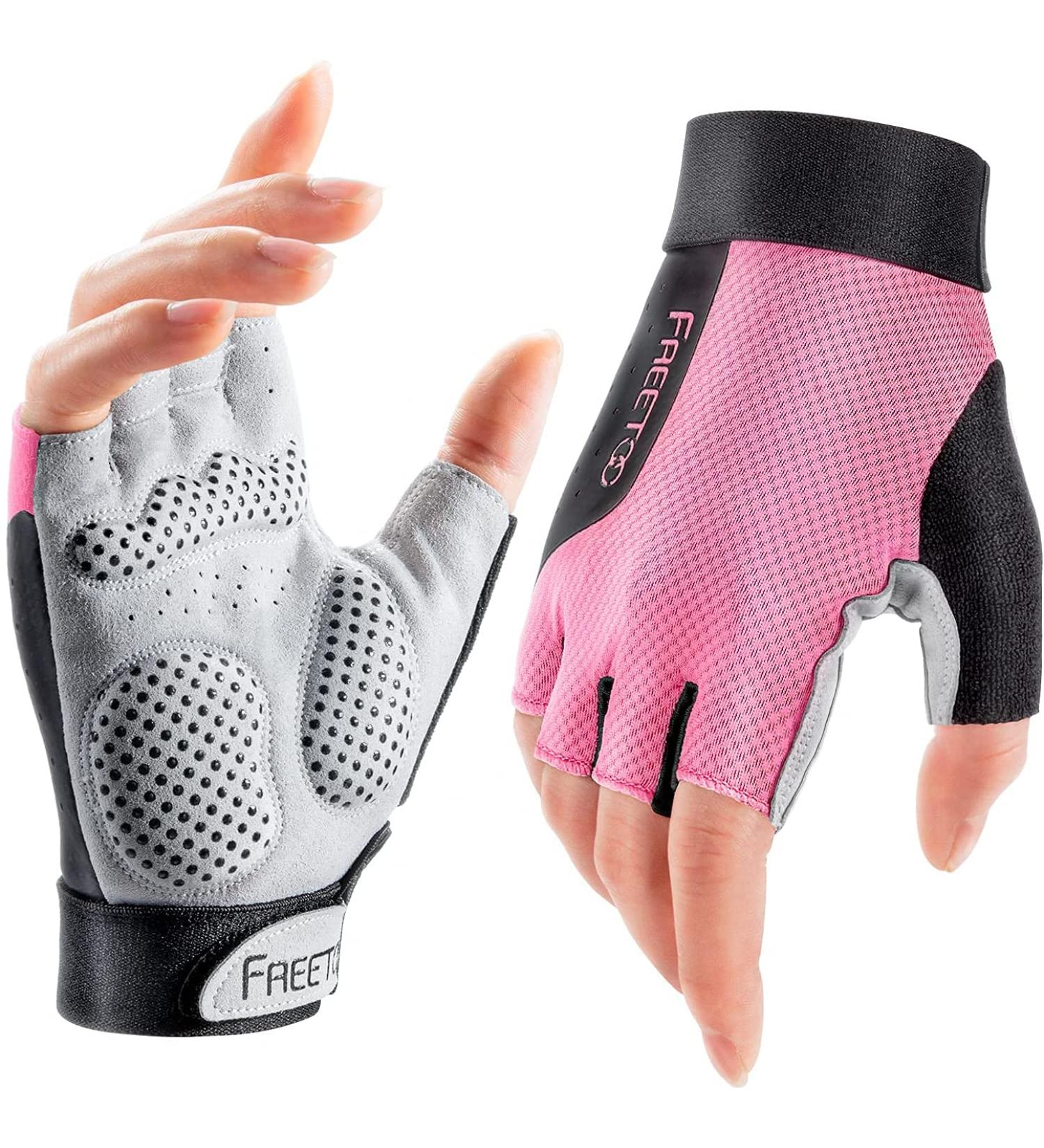 Freeetoo Fitness Gloves for Men & Women - Optimal Weightlifting Training & Crossfit Support - Pink L - Buy Online on GoSupps.com