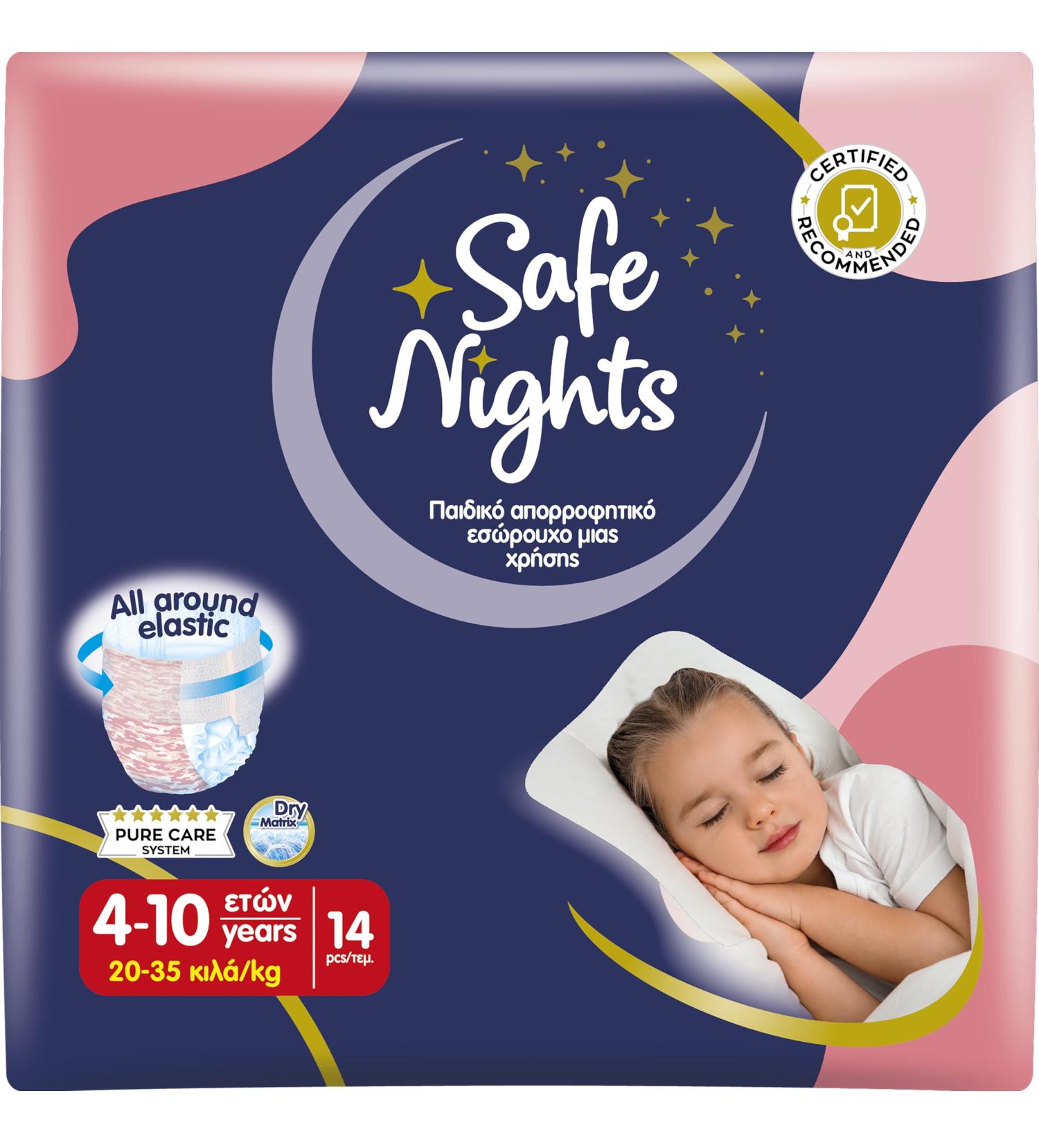 Buy Babylino Safe Nights Girl - Absorbent Night Pants (4-10 yrs 20-35 kg) - 14 Units - International Shipping Available - Buy Online on GoSupps.com