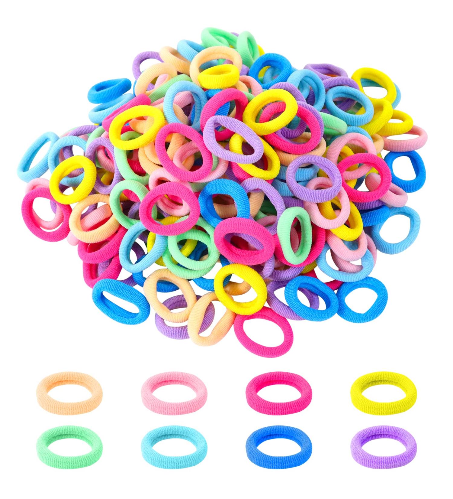 Hanyousheng 200 Pcs Baby Hair Bands - Seamless Elastic Hair Bobbles for Girls in 8 Multicolor Toddler Hair Bands - Kids Hair Accessories - Buy Online on GoSupps.com
