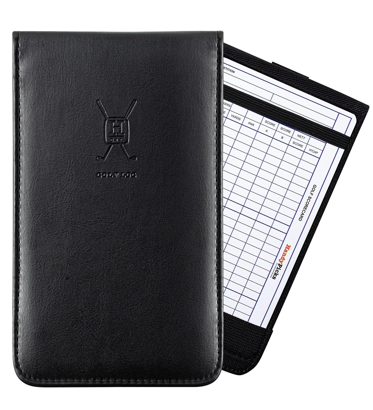 Handy Picks Leather Golf Scorecard Holder with Yardage Book Cover and Pencil - Black - Buy Online on GoSupps.com