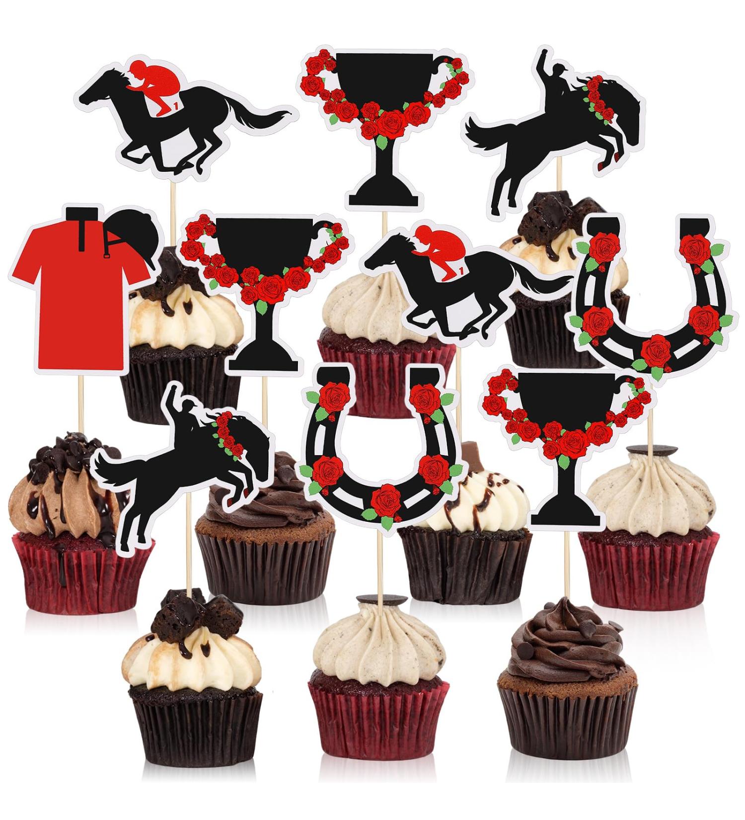 FoldTier 50 Pcs Horse Cupcake Toppers Equestrian Horse Theme Party Picks Derby Party Supplies Derby Decorations Horse Cake Topper Horseshoe Cupcake Toppers for Kentucky Horse Race Party Supplies - Buy Online on GoSupps.com