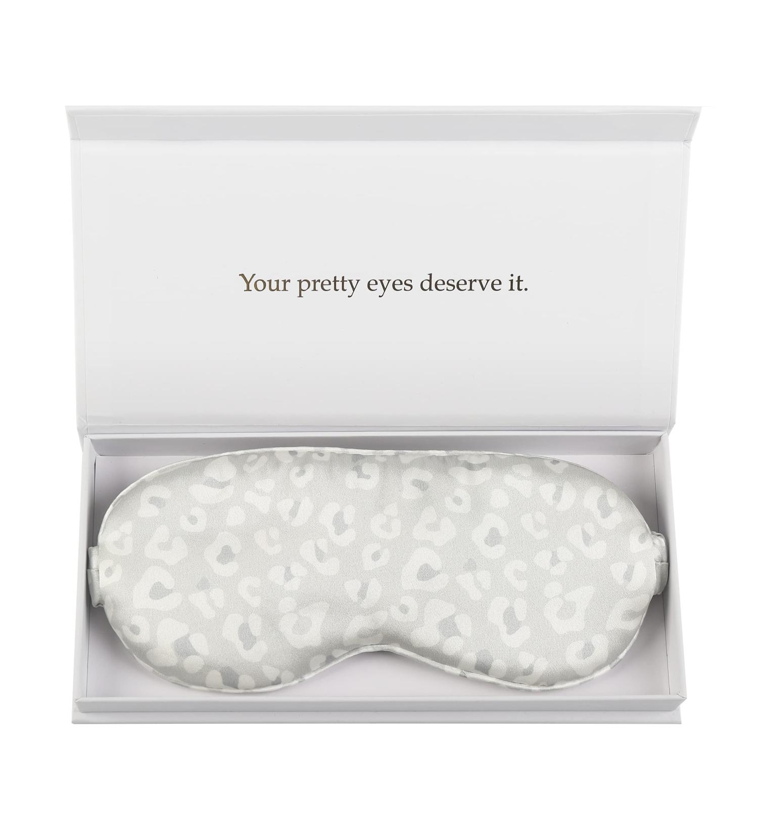 Luxury 100% Mulberry Silk Sleep Mask | Light Blocking Eye Cover | Ultra Soft Anti-Aging | Travel Bag Gift Package - Leopard Silver - Buy Online on GoSupps.com