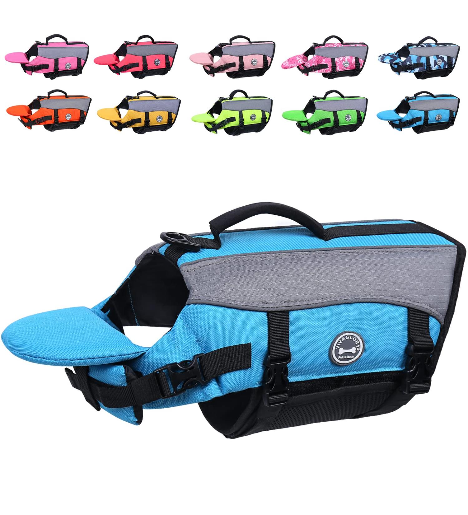 Vivaglory Dog Lifeguard Vest - Reflective Removable Front-Wheel Drive Extra Padding for Swimming & Boating - Blue XL (78-96cm Chest) - Buy Online on GoSupps.com