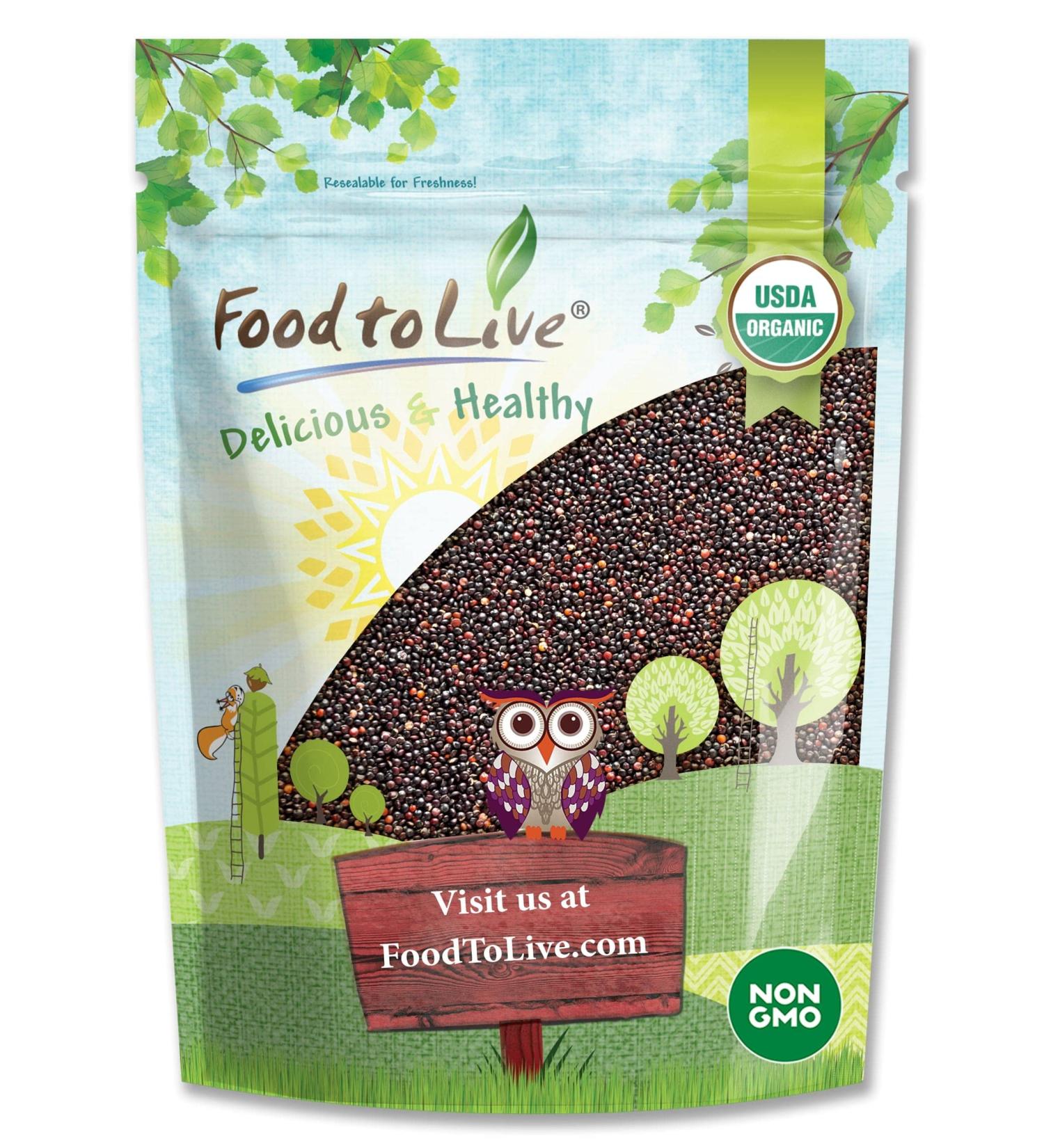 Organic Black Quinoa 5 Pounds - Non-GMO, Whole Grain, Sproutable, Kosher, Vegan - Sirtfood Bulk. Easy to Cook. Healthy Fats, Protein & Fiber. Ideal for Salads, Soups, Stews - 5 LB - Buy Online on GoSupps.com