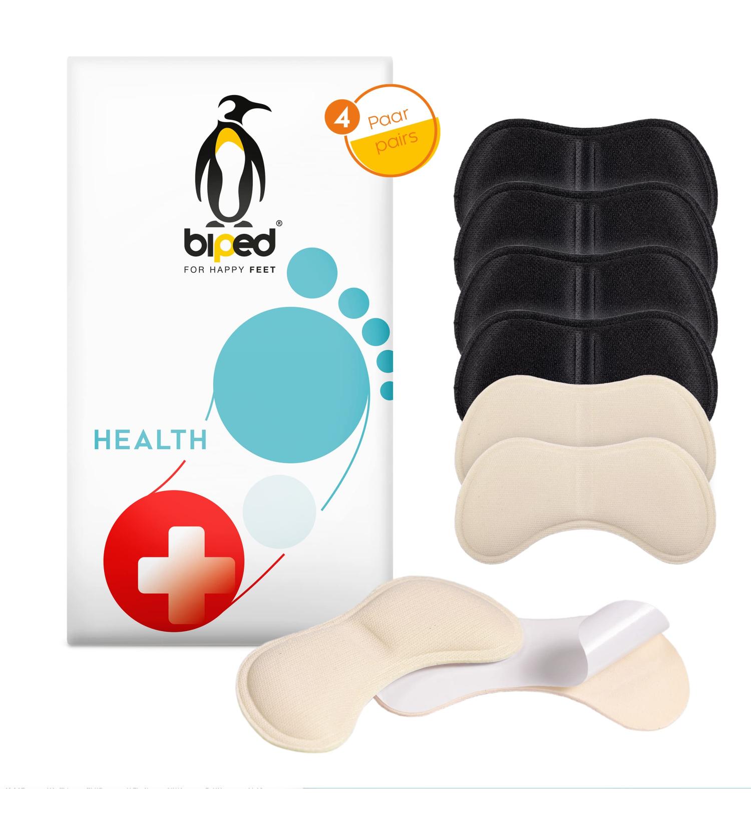 biped HEALTH Heel Pads - 4 Pairs Self-Adhesive Shoe Cushions for Big Shoes & Heel Pain Relief - Breathable Blister Protectors (Champagne/Black) - International Shipping - Buy Online on GoSupps.com