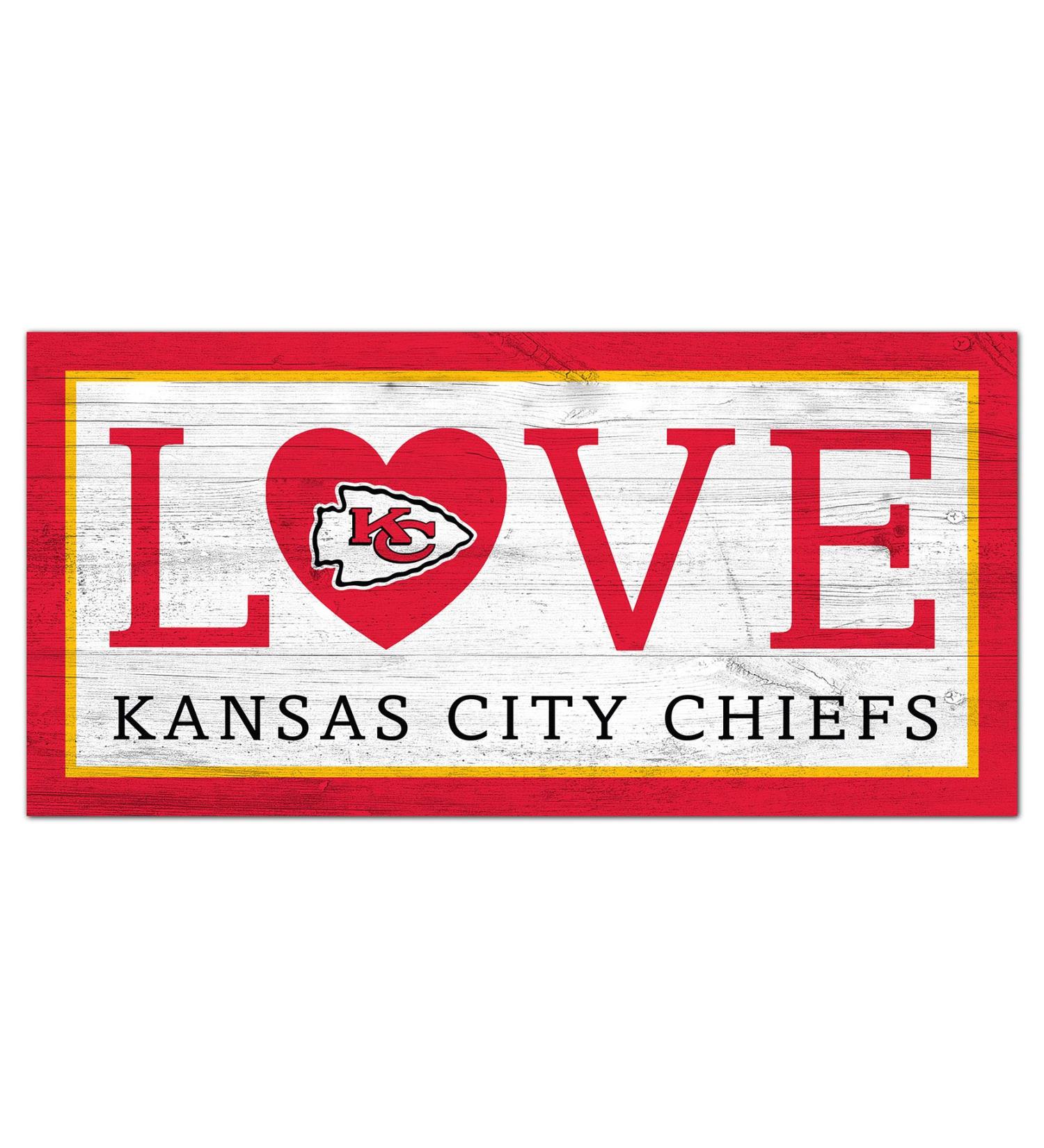 Fan Creations NFL Kansas City Chiefs Unisex Kansas City Chiefs Love Sign, Team Color, 6 x 12 (N1066-KCC)