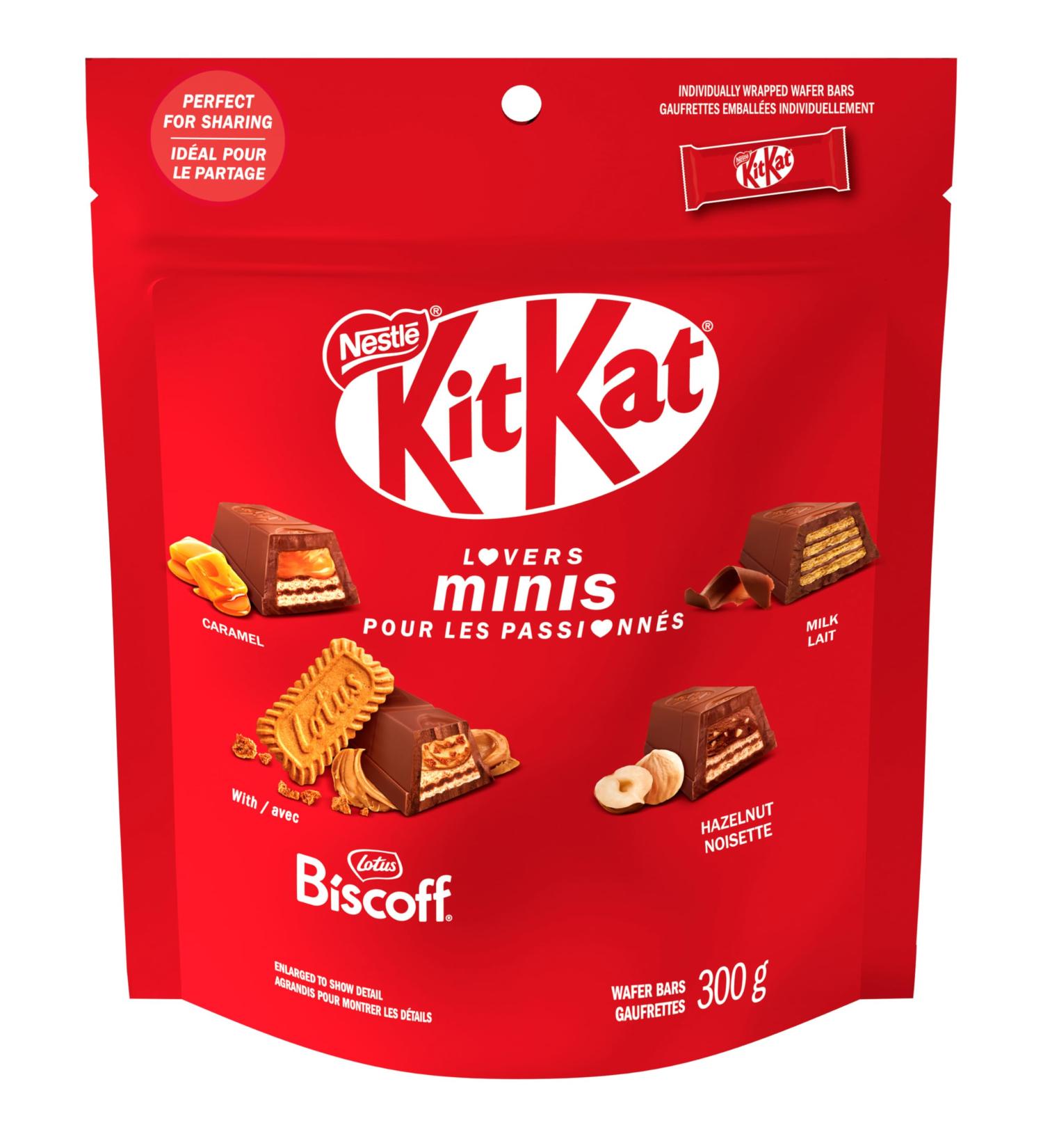 KIT KAT Lovers Minis Caramel Lotus Biscoff Hazelnut & Milk Assorted Flavours Individually Wrapped Stocking Stuffer Chocolatey Gift Perfect for Sharing Resealable Pouch - Buy Online on GoSupps.com