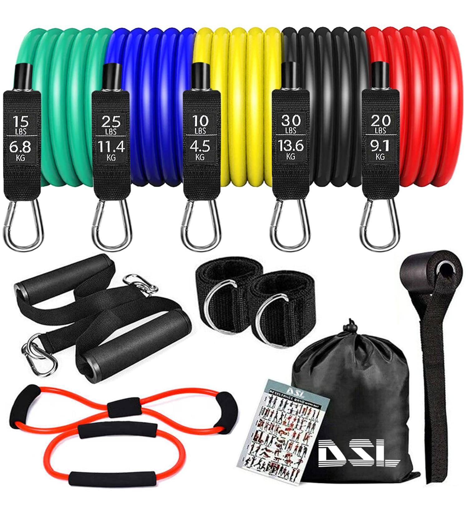 14 Pc Resistance Bands Set for Men and Women - Home Gym Fitness Workout Equipment up to 100 lbs - Buy Online on GoSupps.com
