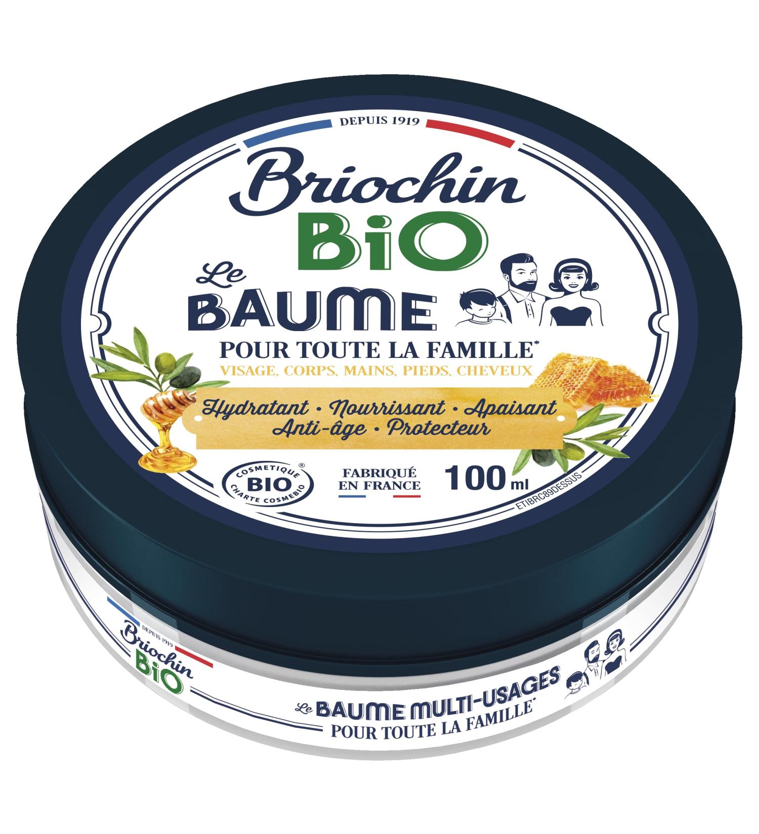 Briochin - Baume Naturel Bio - Visage Corps Mains Cheveux - Hydratant Anti- ge R parateur Apaisant 100 g - Certifi Cosmos Organic - Fabrication fran aise