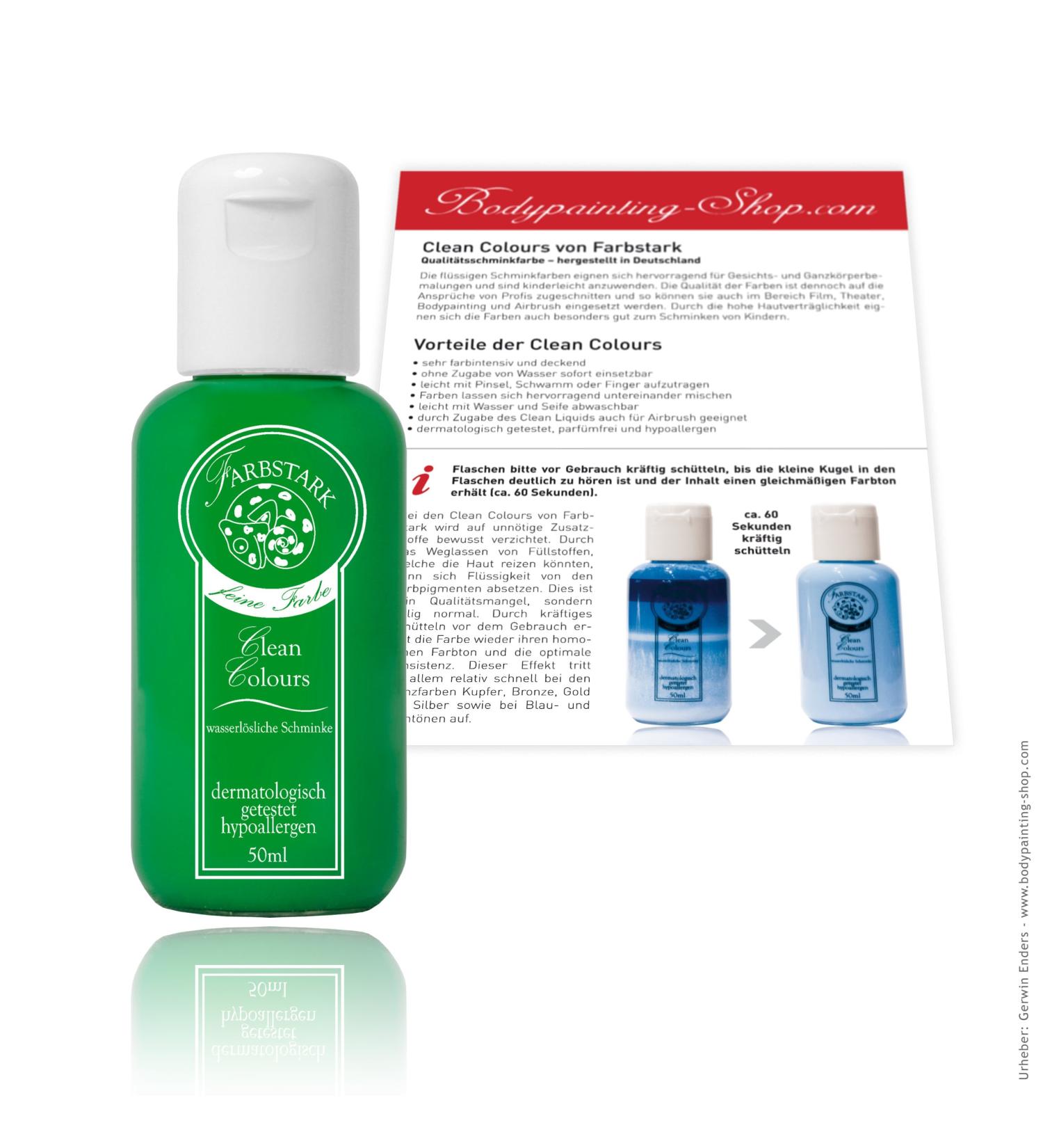Clean Colours Colourful Theatre Make-up - water-soluble make-up colour 50 ml Light Green