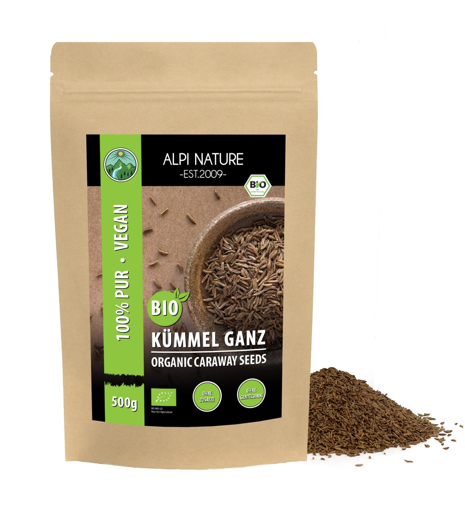 Buy Organic Caraway All (500g) - Raw Food Quality Gluten-Free & Vegan From Controlled Organic Cultivation - Buy Online on GoSupps.com