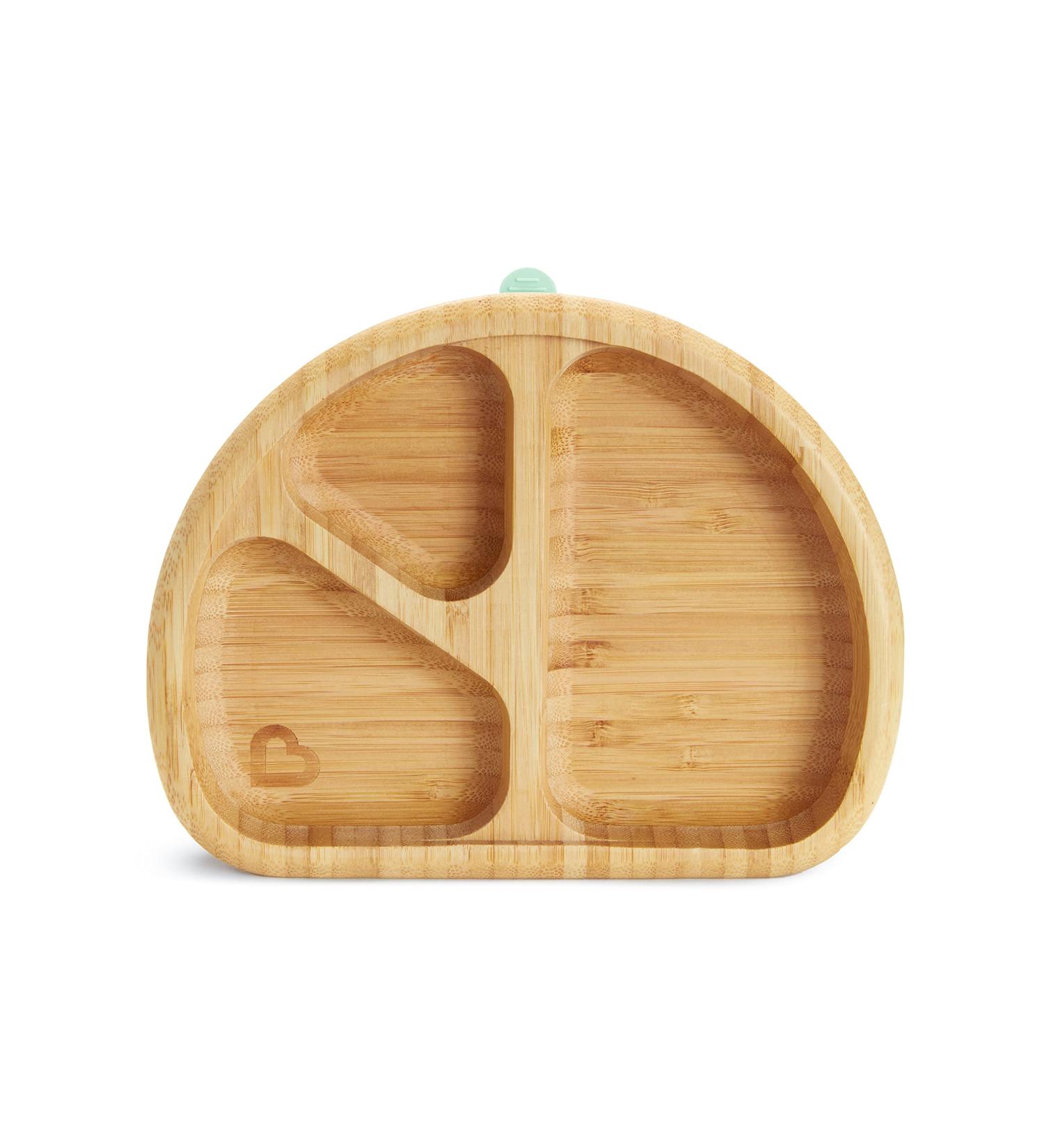 Munchkin Bambou Divided Plate - Stay Put Suction Plate for Babies & Toddlers | BPA Free Bamboo Plate for Baby Weaning | Kids' Mealtime Essential - Buy Online on GoSupps.com