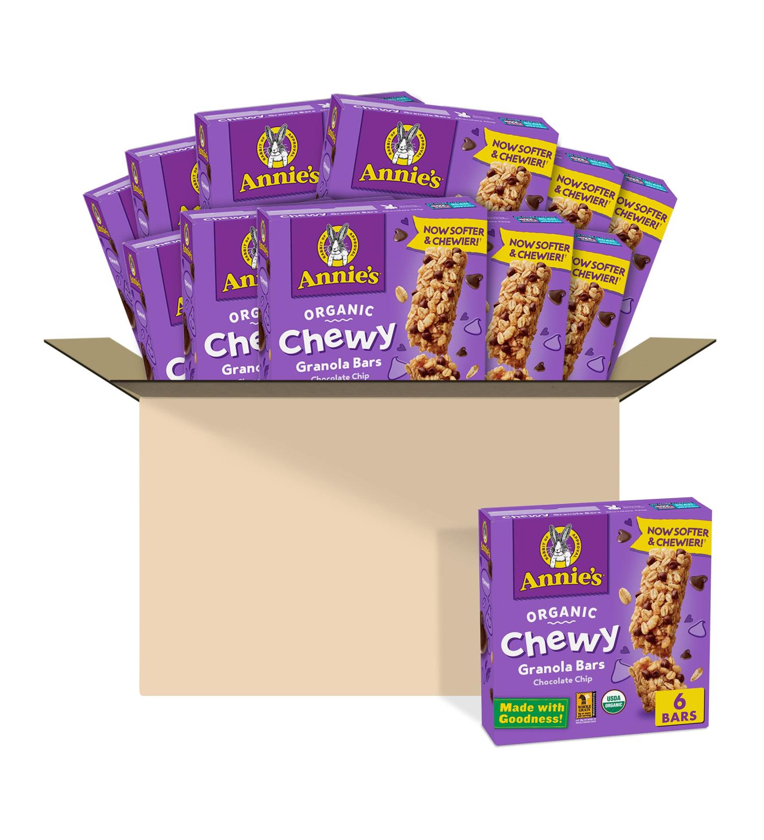 Annie's Organic Chewy Granola Bars - Chocolate Chip, 6 Bars (12-Pack) - Healthy Snack - Buy Online on GoSupps.com
