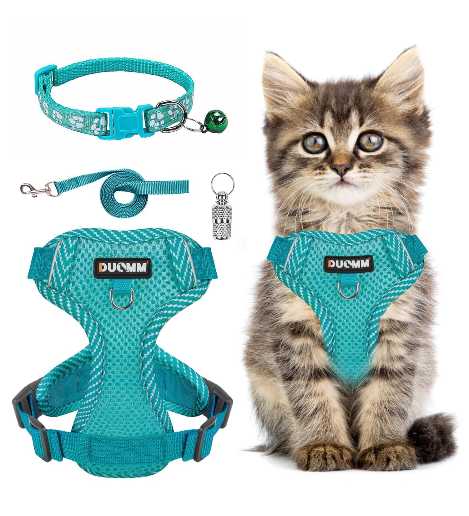 Cat Harness and Lead Set Adjustable Kitten Harness with Collar Pendant Mesh Cat Lead Harness with Reflective Strips Escape-Proof for Large Medium Small Cats Dogs Pets Walking(Blue S) S Blue - Buy Online on GoSupps.com