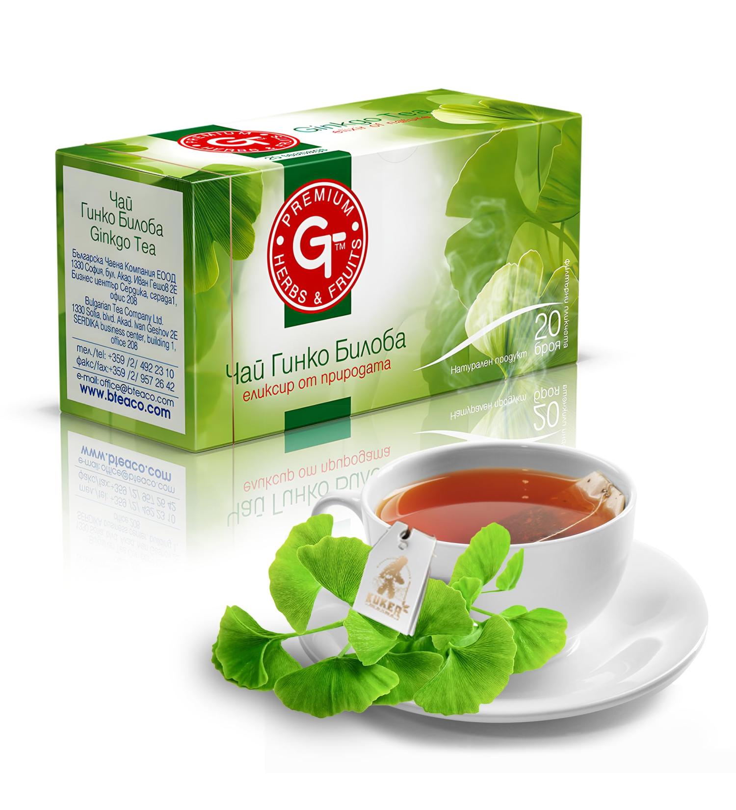 KUKER Ginkgo Biloba Tea Mix - Focus Tea with 100% Ginkgo Leaves Ginkgo Tea with Refreshing Peppermint & Green Tea - Memory Tea for Mental & Physical Health - 20 Ginkgo Biloba Tea Bags 30g Premium Ginkgo Blend - Buy Online on GoSupps.com