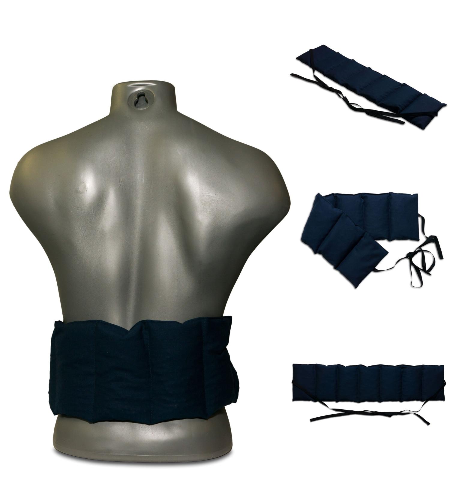 Organic Spelt 7-Chamber Pillow with Band - 65x15 Dark Blue Heat Cushion for Back & Loin Support | Eco-Friendly Comfort - Buy Online on GoSupps.com