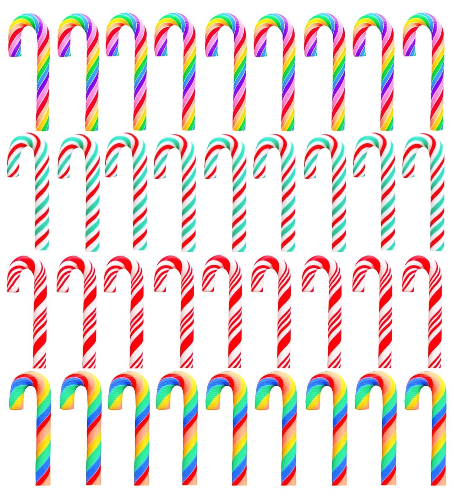 100Pcs Red White Candy Cane Faux Clay Christmas Stick - Mini Polymer Soft Clay DIY Decoration for Nail Art & Cake - 3CM 4 Colors - Buy Online on GoSupps.com