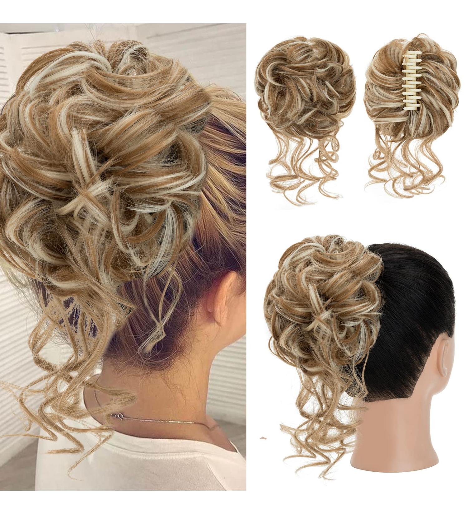 S-Noilite Claw Clip Messy Bun Hair Piece - Dark Blonde & Bleach Blonde 27H613 - Buy Online on GoSupps.com