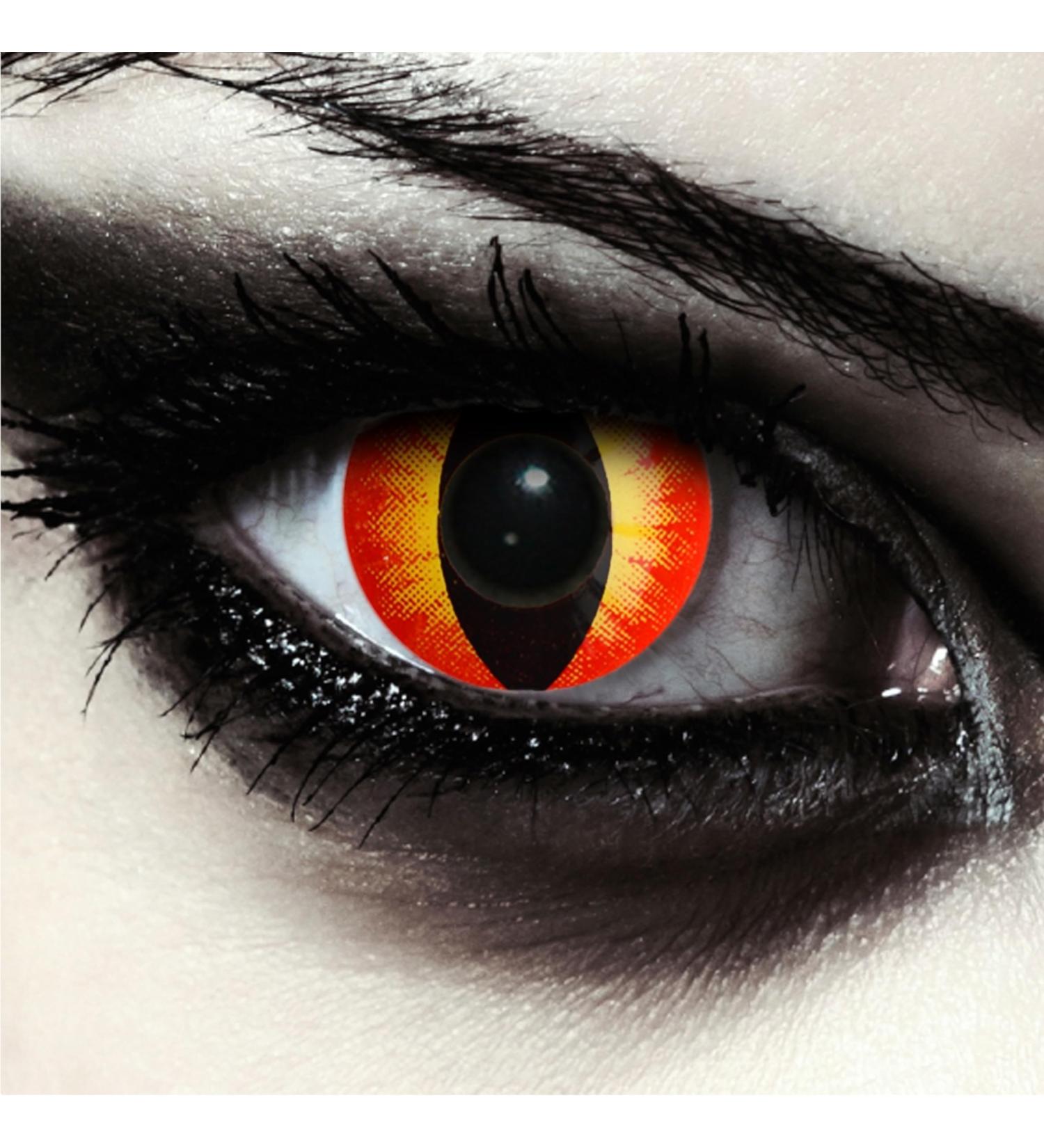 Buy Red Cat Eye Halloween Contact Lenses - Soft Dragon Color Lenses | 1 Pair of Red Star Cateye - Buy Online on GoSupps.com