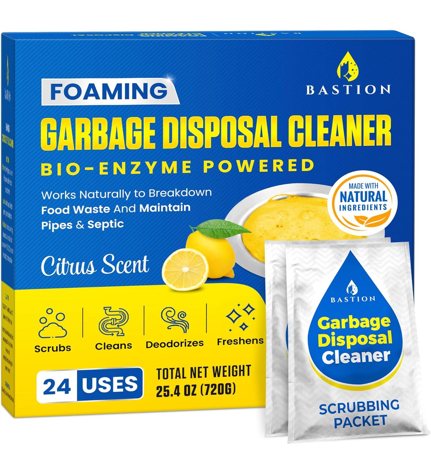 24-Count Garbage Disposal Cleaner and Deodorizer - Foaming Lemon Scented Pods for Kitchen Sink Freshness - 6-Month Supply by Bastion - Buy Online on GoSupps.com
