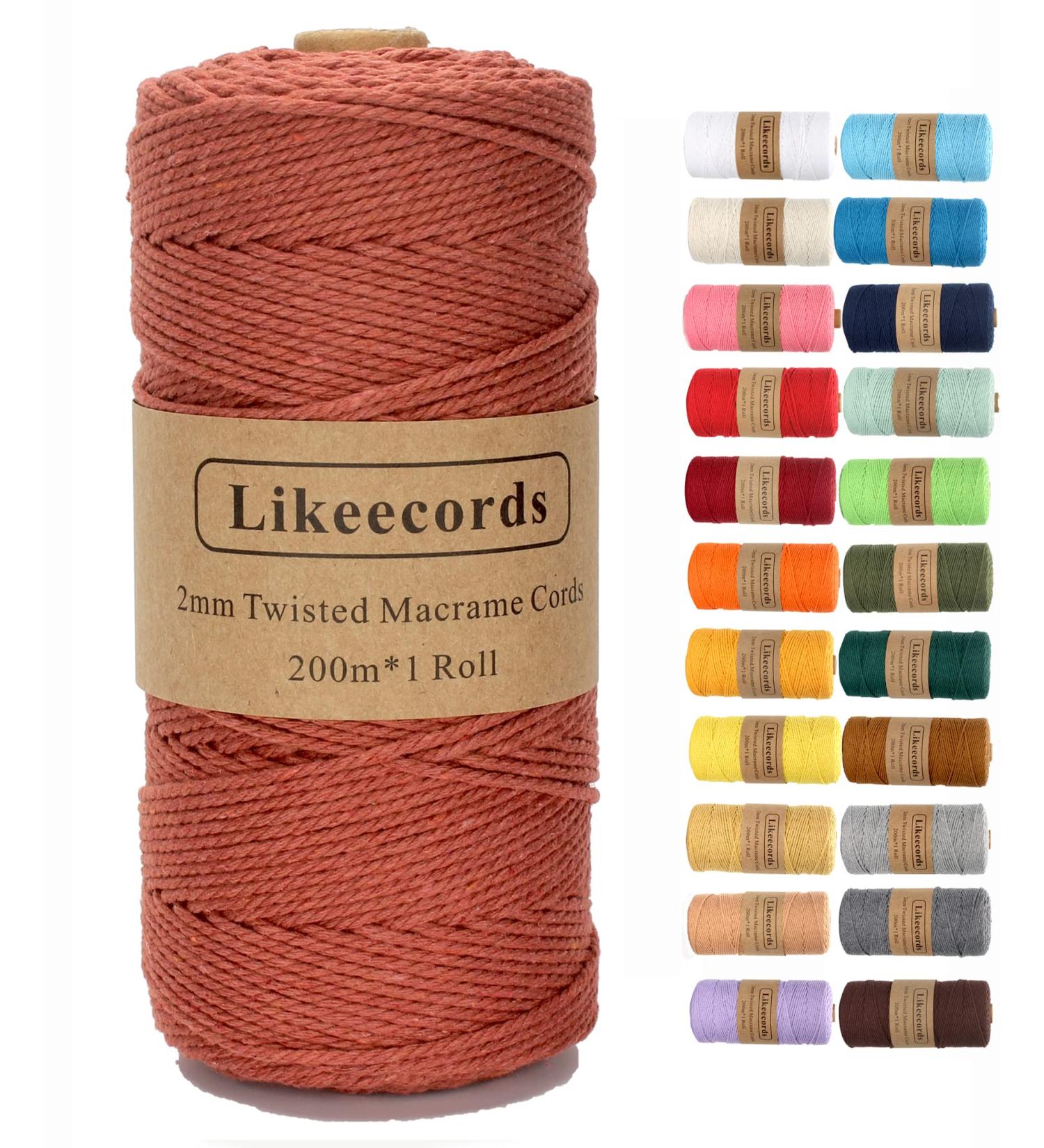2mm x 219yd Macrame Cord - Natural White Cotton Twine String for DIY Knitting & Plant Hangers - Rustic Craft String for Christmas Wedding Decor - Buy Online on GoSupps.com