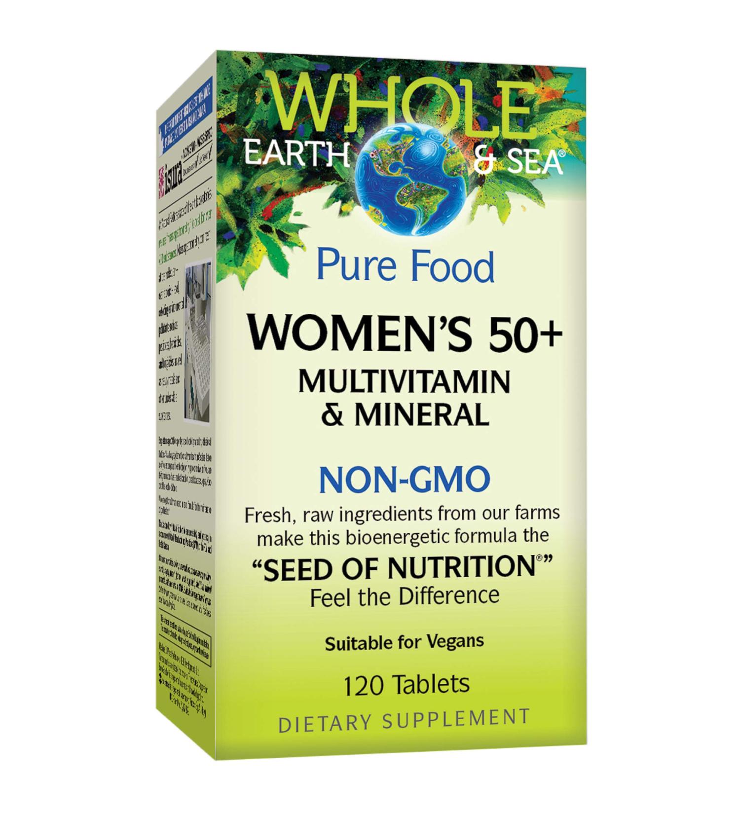Natural Factors Whole Earth Sea Women's 50 Multivitamin Mineral Vegan 120 Tablets - 120 Count - Buy Online on GoSupps.com