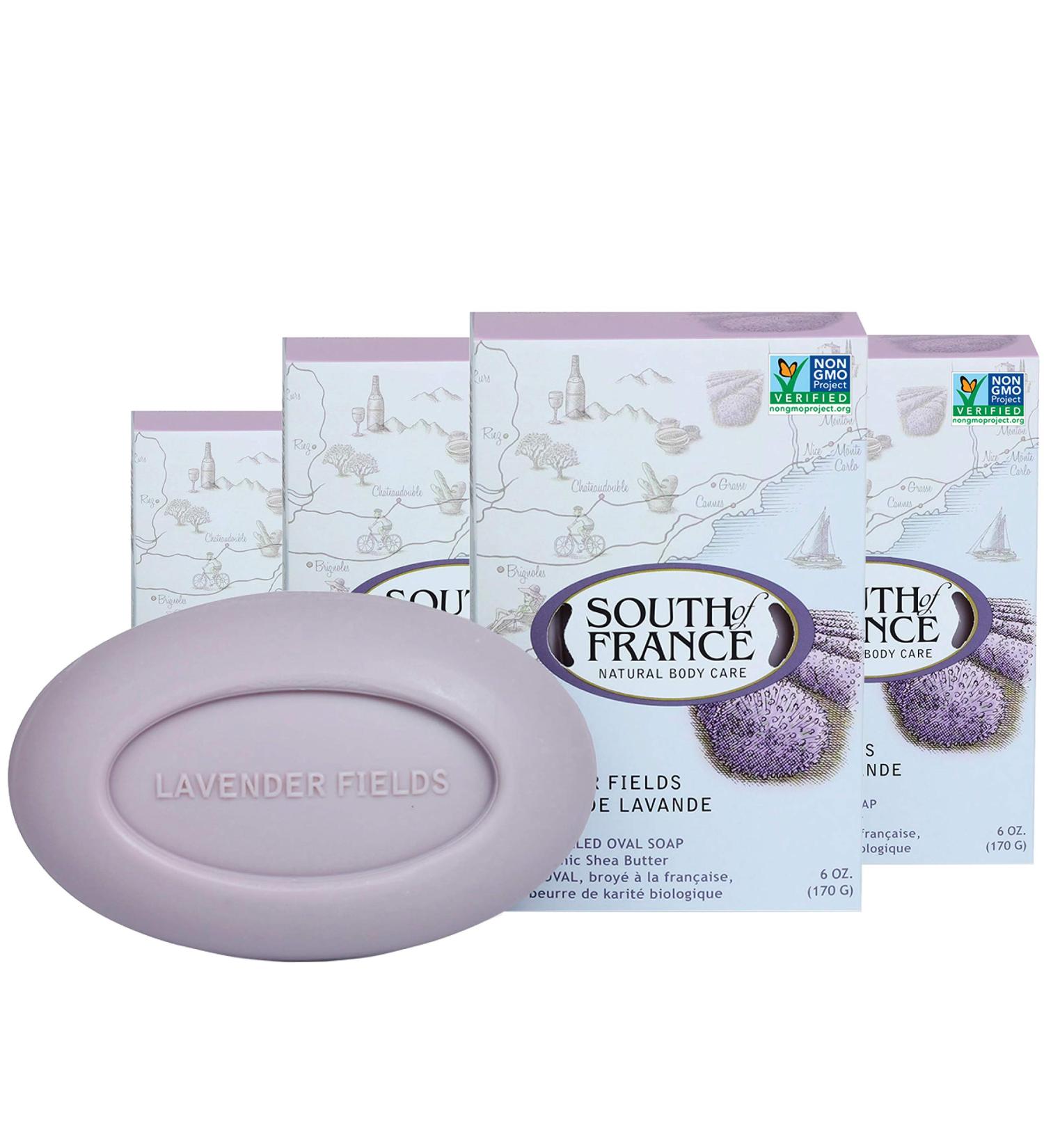South of France Lavender Fields Clean Bar Soap: Triple-Milled French Soap with Shea Butter | Vegan Non-GMO Body Soap | 6 oz Bar 4 Pack - Buy Online on GoSupps.com