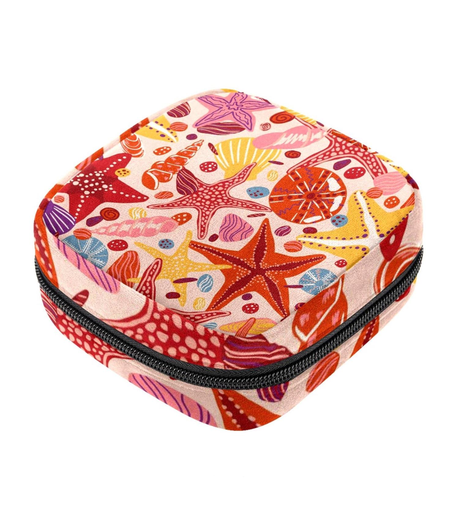 Starfish Seashell Pattern Sanitary Napkin Storage Bag - Portable Menstrual Period Kit Pouch - Buy Online on GoSupps.com
