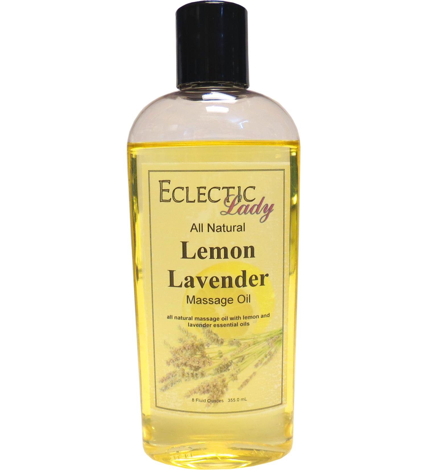 All Natural Lemon Lavender Massage Oil - 100% Natural Ingredients 8 oz Relaxing Scent for Men & Women - Buy Online on GoSupps.com