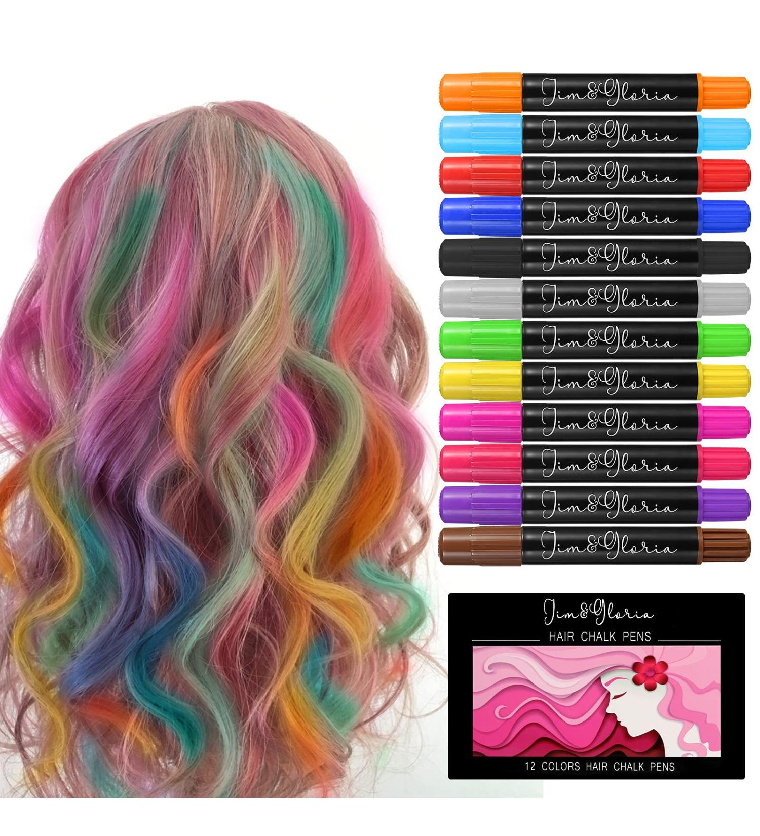 Jim&Gloria Dustless Hair Chalk: Temporary Color Dye for Teens - Halloween & Birthday Gift Ideas for 12-14 Year Old Girls - Buy Online on GoSupps.com