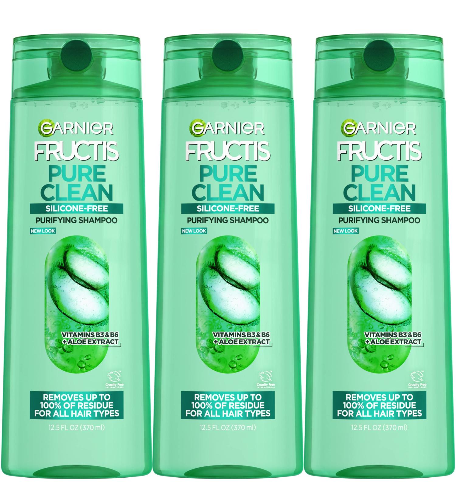 Garnier Fructis Pure Clean Purifying Shampoo 12.5 Fl Oz 3 Count - Silicone-Free, Packaging May Vary - Buy Online on GoSupps.com